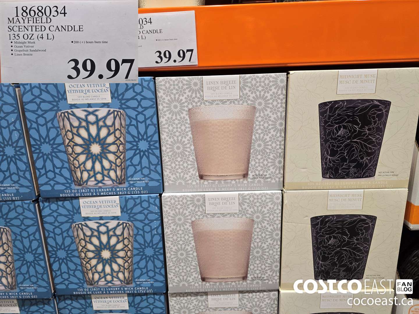 1868034 MAYFIELD SCENTED CANDLE 135 OZ (4L) $39.97