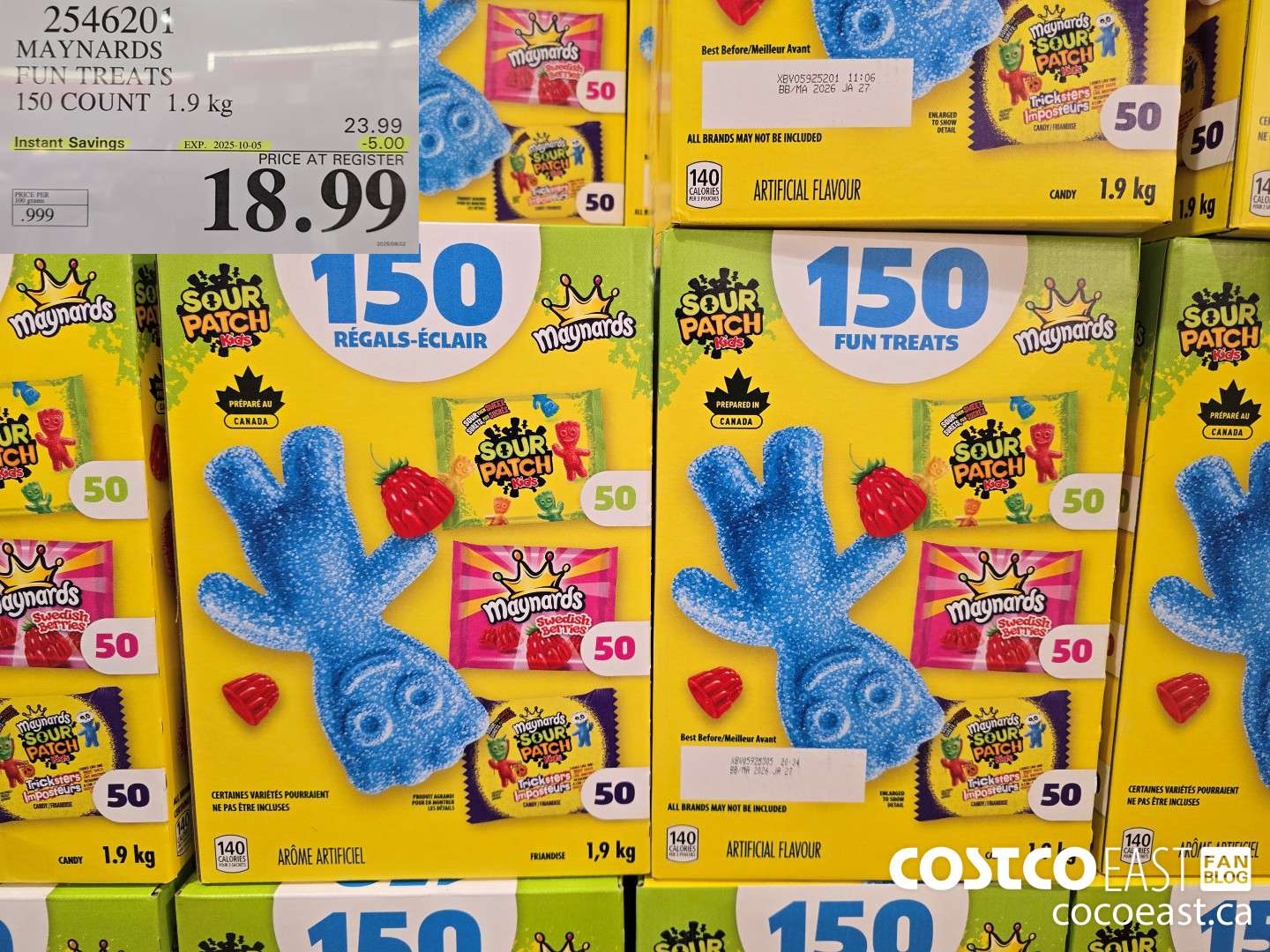 2546201 MAYNARDS FUN TREATS 150 COUNT 1.9 KG ($5.00 INSTANT SAVINGS EXPIRES ON 2025-10-05) $18.99