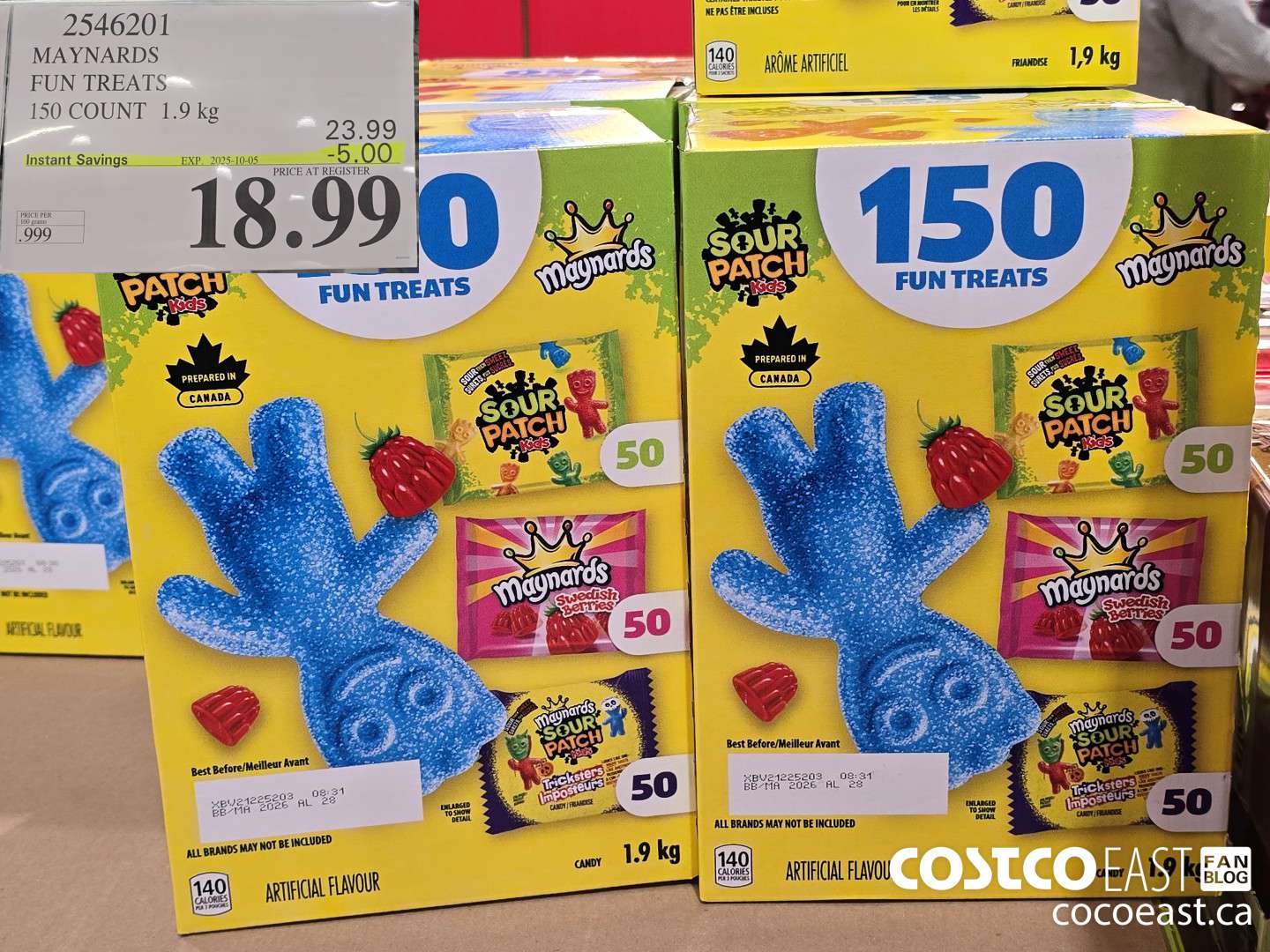 2546201 MAYNARDS FUN TREATS 150 COUNT 1.9 KG ($5.00 INSTANT SAVINGS EXPIRES ON 2025-10-05) $18.99