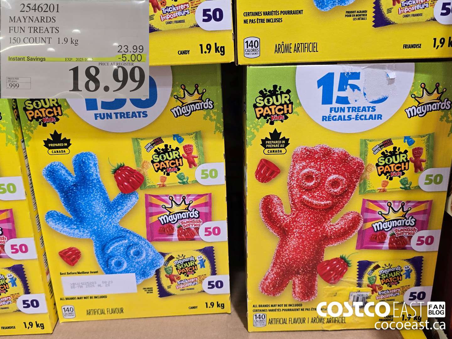 2546201 MAYNARDS FUN TREATS 150 COUNT 1.9 KG ($5.00 INSTANT SAVINGS EXPIRES ON 2025-10-05) $18.99