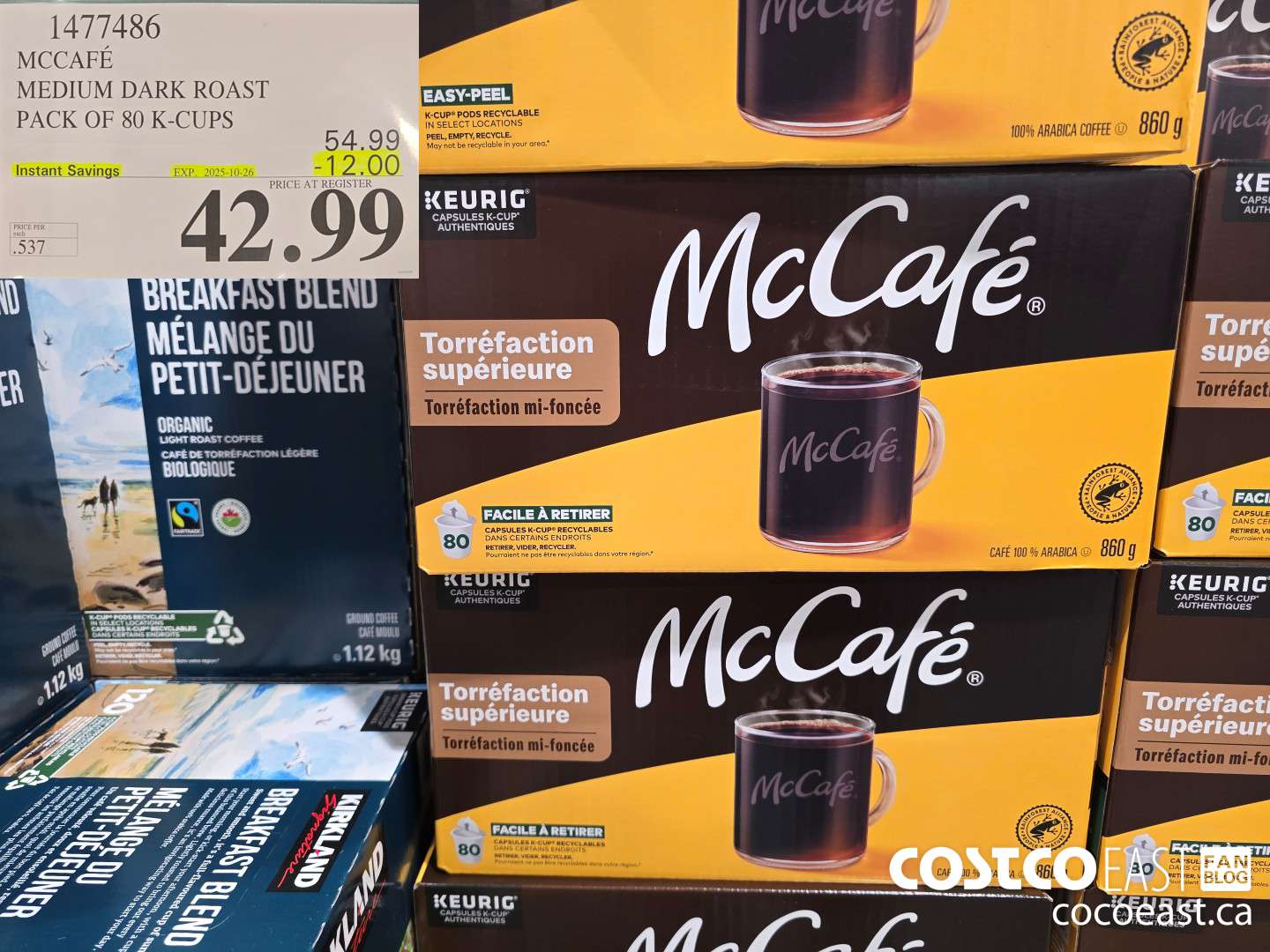 1477486 MCCAFE MEDIUM ROAST PACK OF 80 K-CUPS ($12.00 INSTANT SAVINGS EXPIRES ON 2025-10-26) $42.99
