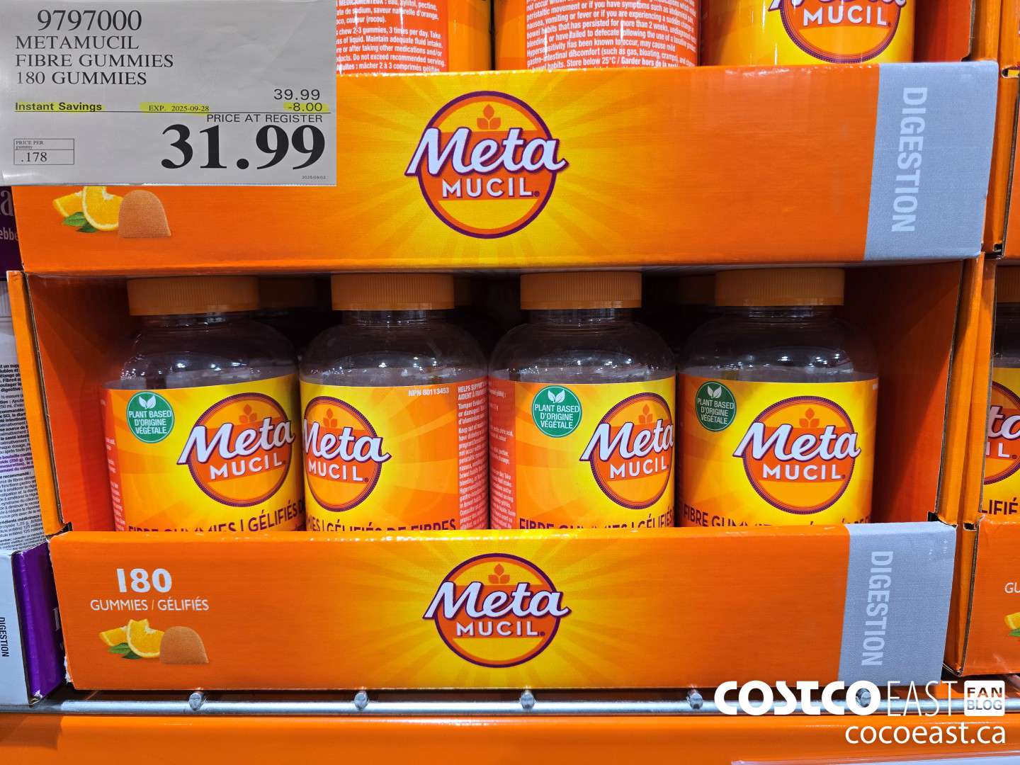 9797000 METAMUCIL FIBRE GUMMIES 180 GUMMIES ($8.00 INSTANT SAVINGS EXPIRES ON 2025-09-28) $31.99