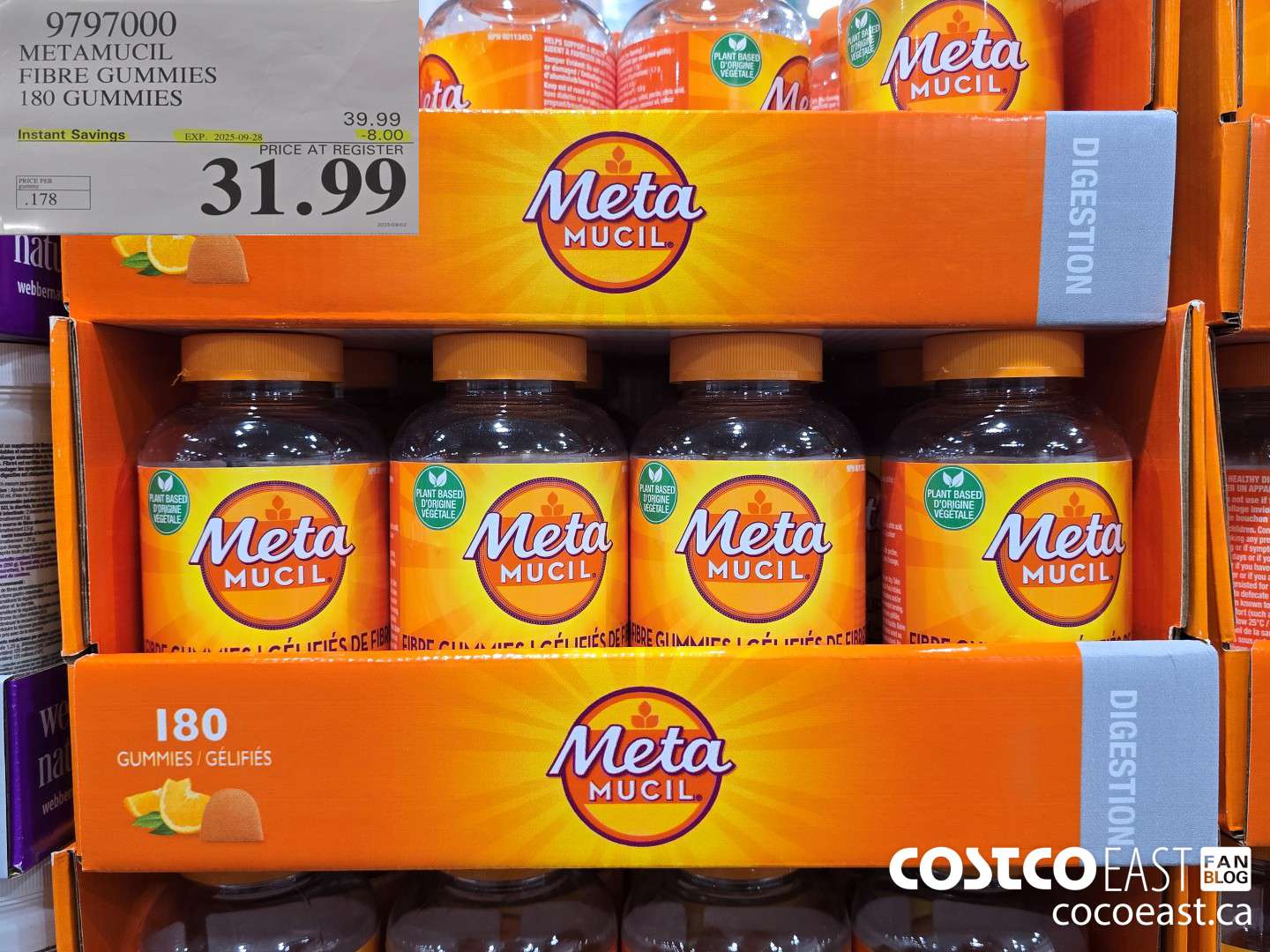 9797000 METAMUCIL FIBRE GUMMIES 180 GUMMIES ($8.00 INSTANT SAVINGS EXPIRES ON 2025-09-28) $31.99