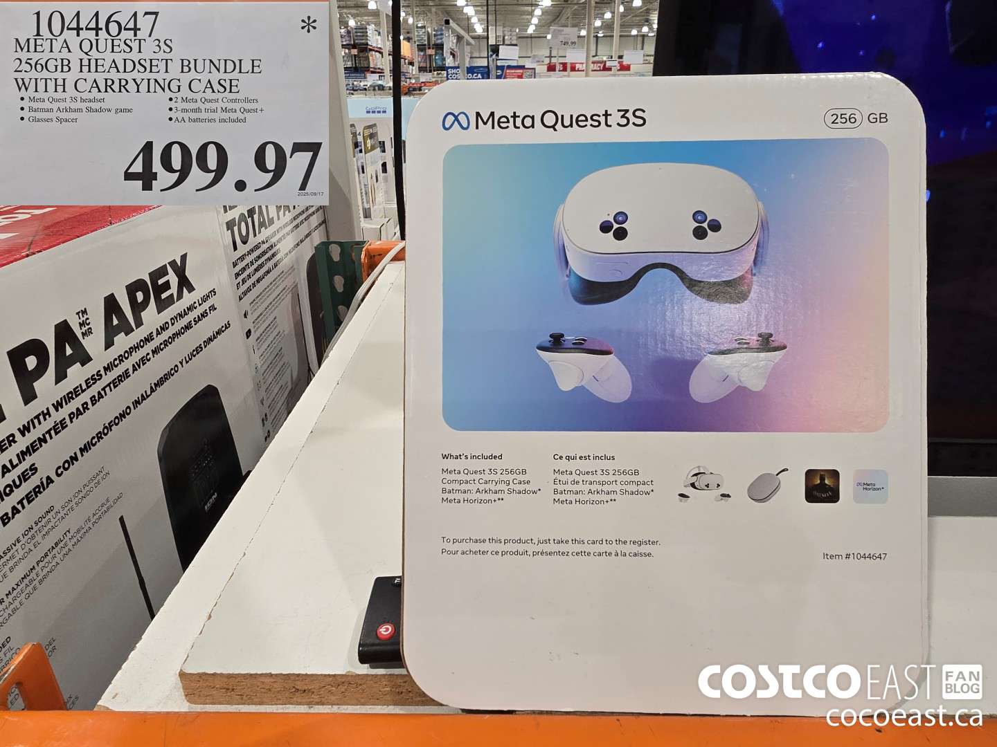 1044647 META QUEST 3S 256GB HEADSET BUNDLE WITH CARRYING CASE $499.97