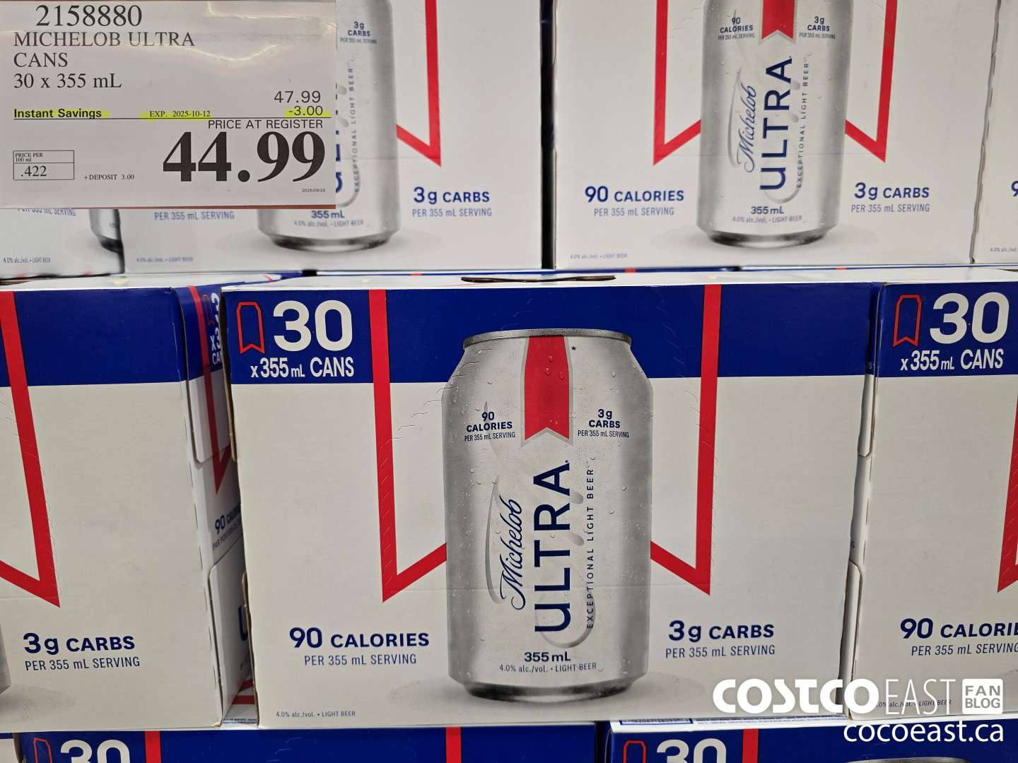 2158880 MICHELOB ULTRA CANS 30 x 355 mL ($3.00 INSTANT SAVINGS EXPIRES ON 2025-10-12) $44.99