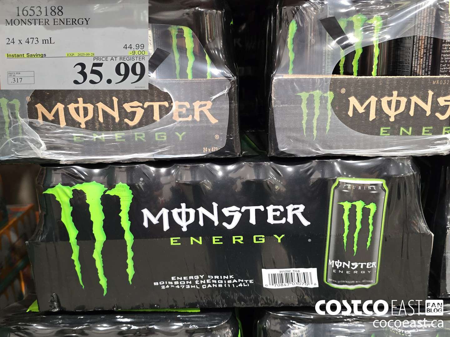 1653188 MONSTER ENERGY 24 x 473 mL ($9.00 INSTANT SAVINGS EXPIRES ON 2025-09-28) $35.99