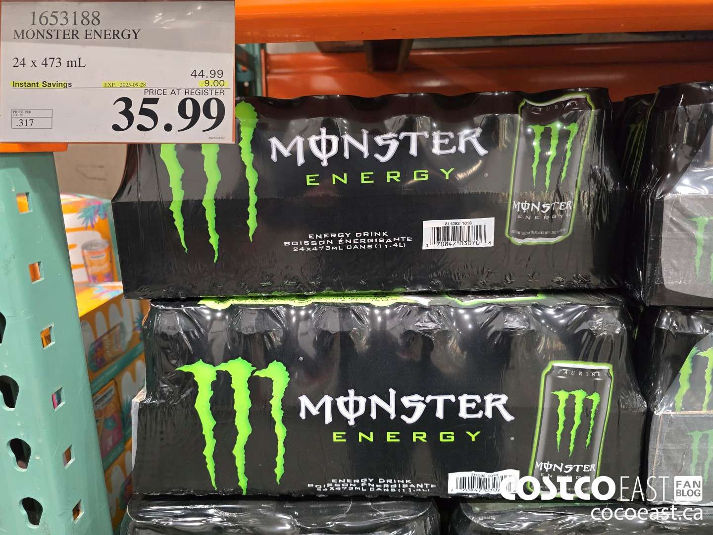 1653188 MONSTER ENERGY 24 x 473 mL ($9.00 INSTANT SAVINGS EXPIRES ON 2025-09-28) $35.99