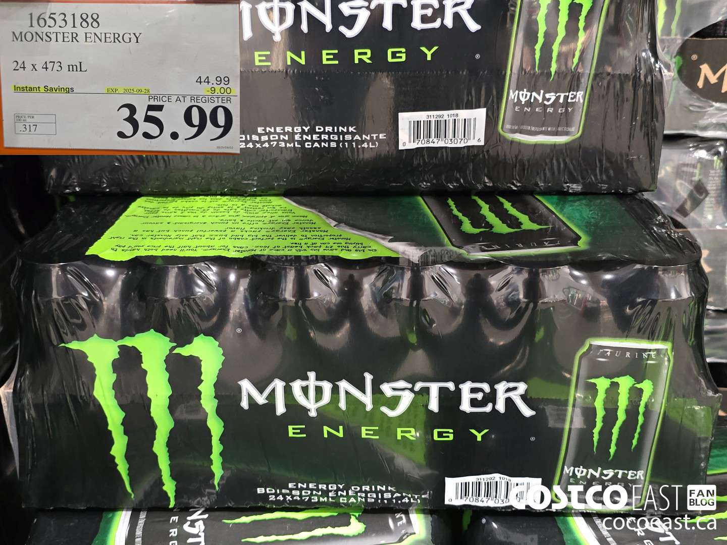 1653188 MONSTER ENERGY 24 x 473 mL ($9.00 INSTANT SAVINGS EXPIRES ON 2025-09-28) $35.99