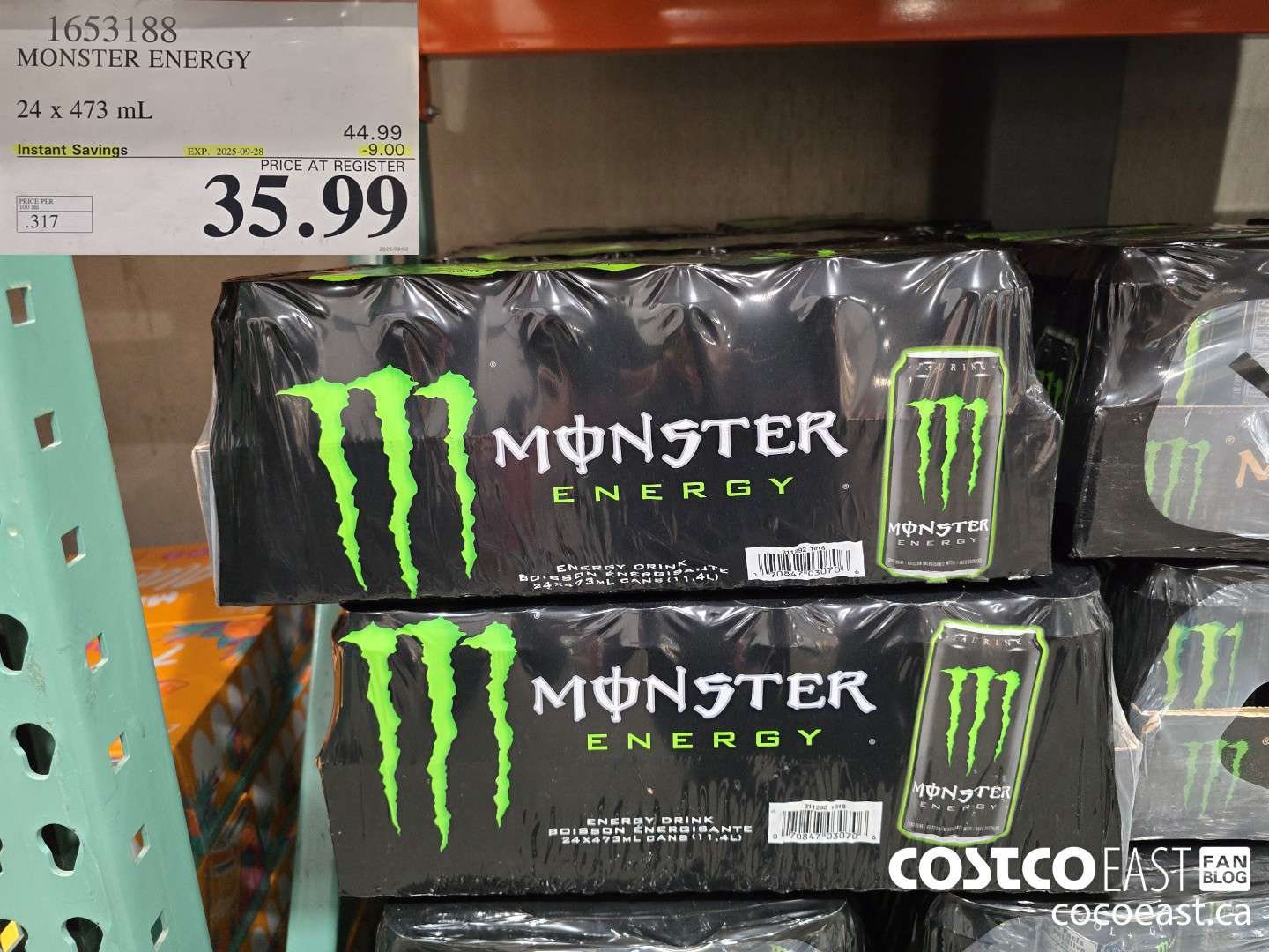 1653188 MONSTER ENERGY 24 x 473 mL ($9.00 INSTANT SAVINGS EXPIRES ON 2025-09-28) $35.99