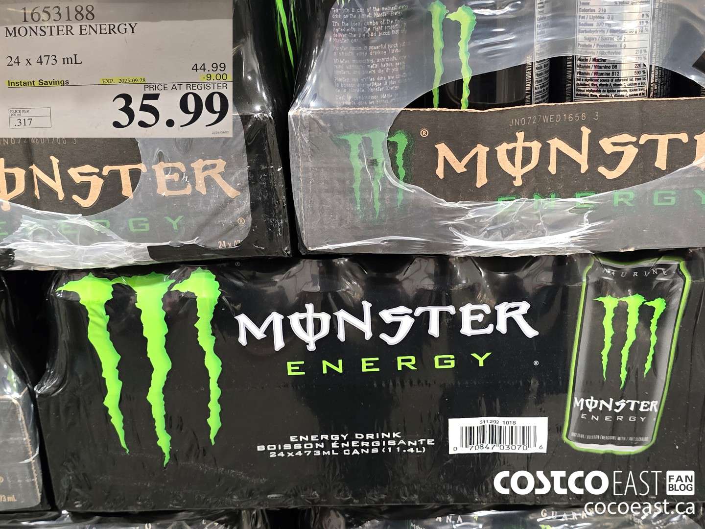 1653188 MONSTER ENERGY 24 x 473 mL ($9.00 INSTANT SAVINGS EXPIRES ON 2025-09-28) $35.99