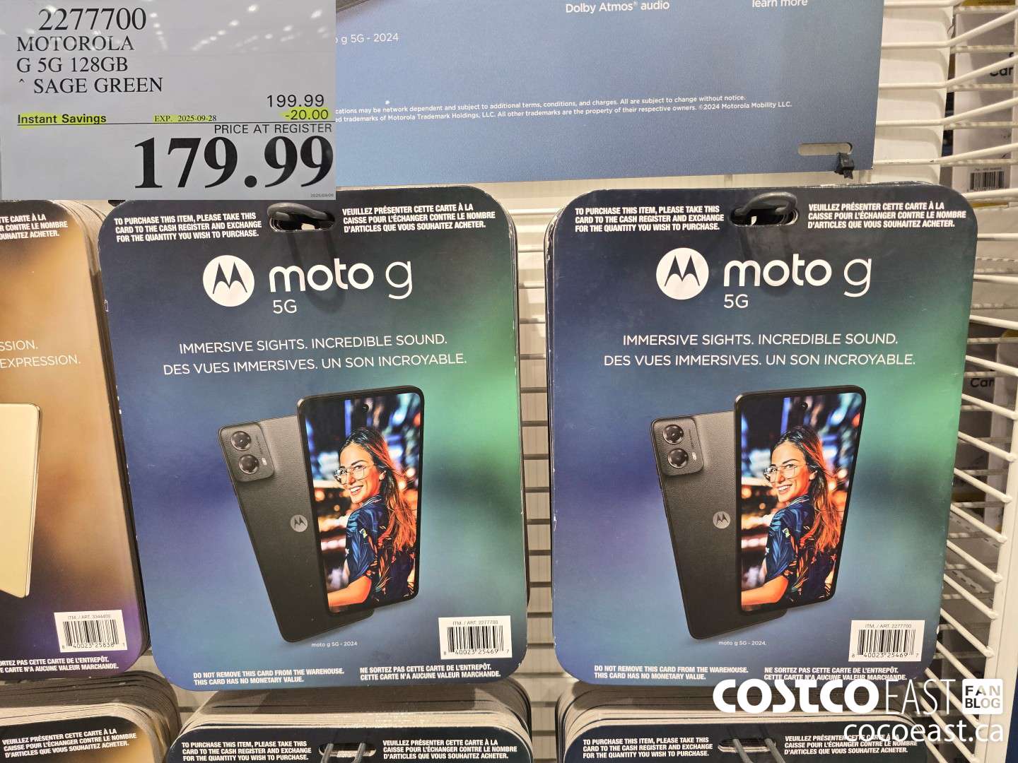 2277700 MOTOROLA G 5G 128GB SAGE GREEN ($20.00 INSTANT SAVINGS EXPIRES ON 2025-09-28) $179.99