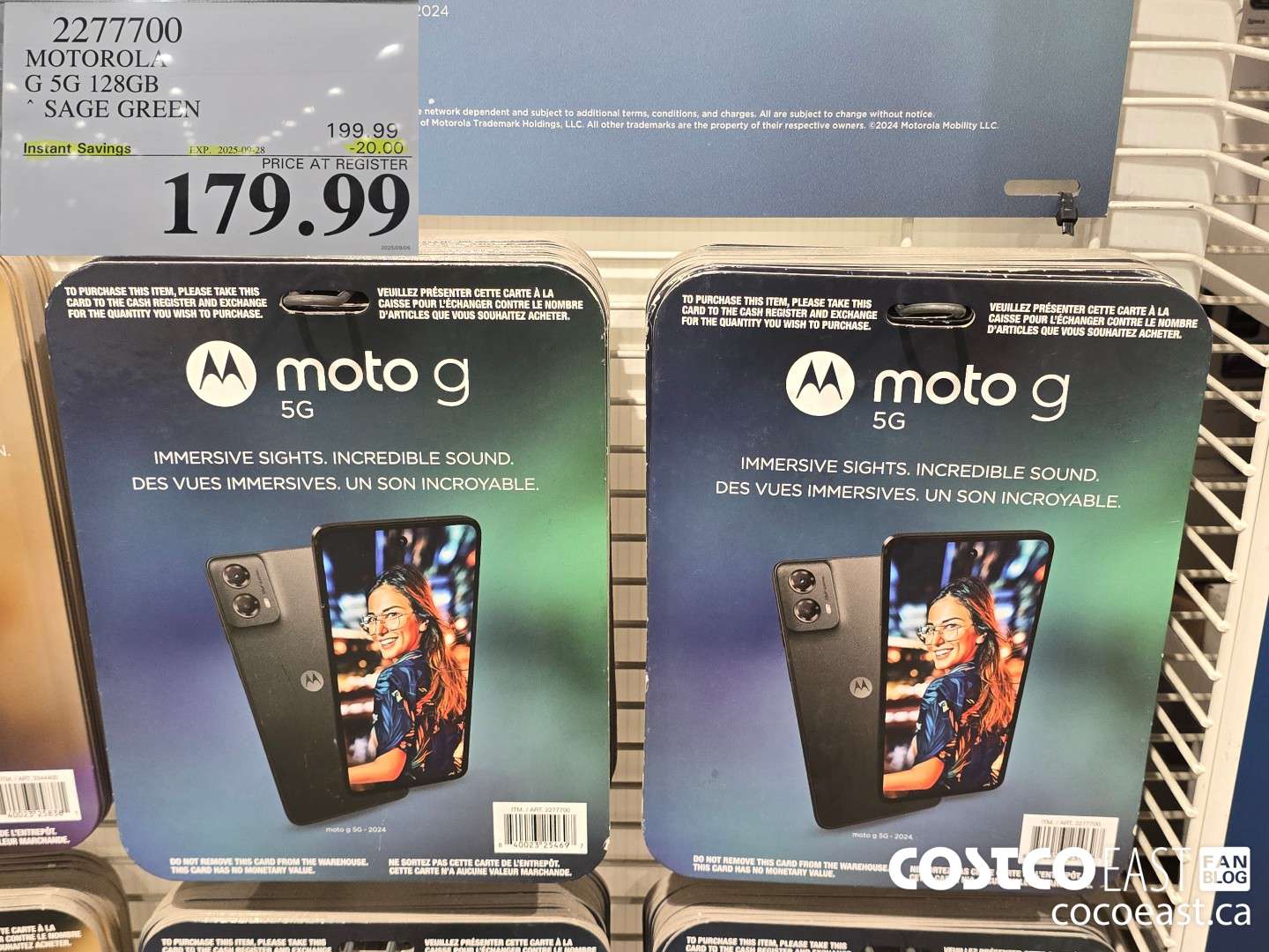 2277700 MOTOROLA G 5G 128GB SAGE GREEN ($20.00 INSTANT SAVINGS EXPIRES ON 2025-09-28) $179.99