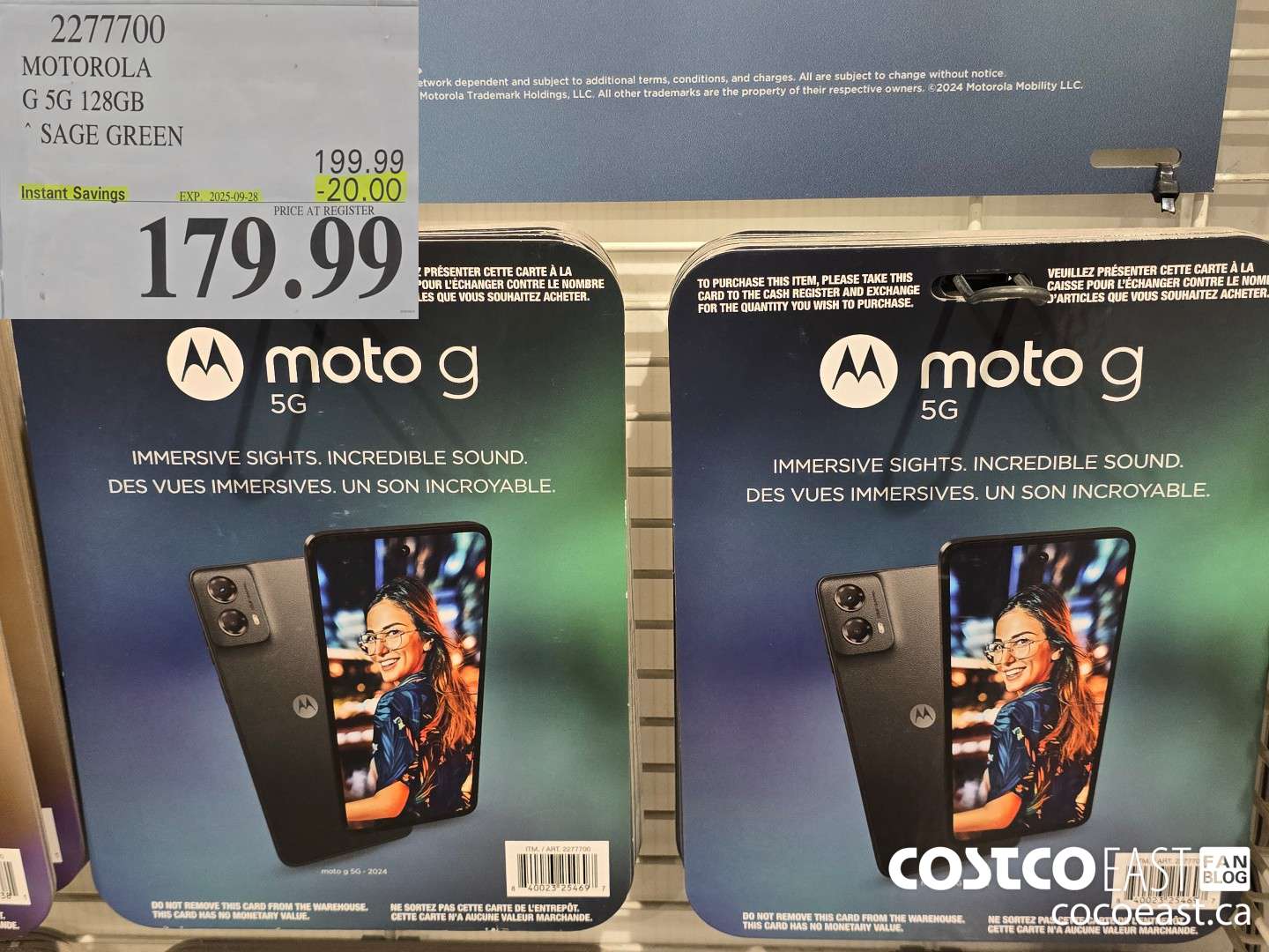 2277700 MOTOROLA G 5G 128GB SAGE GREEN ($20.00 INSTANT SAVINGS EXPIRES ON 2025-09-28) $179.99