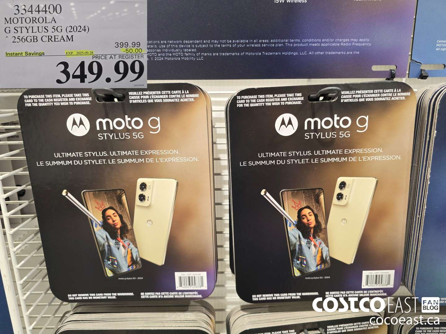 3344400 MOTOROLA G STYLUS 5G (2024) * 256GB CREAM ($50.00 INSTANT SAVINGS EXPIRES ON 2025-09-28) $349.99