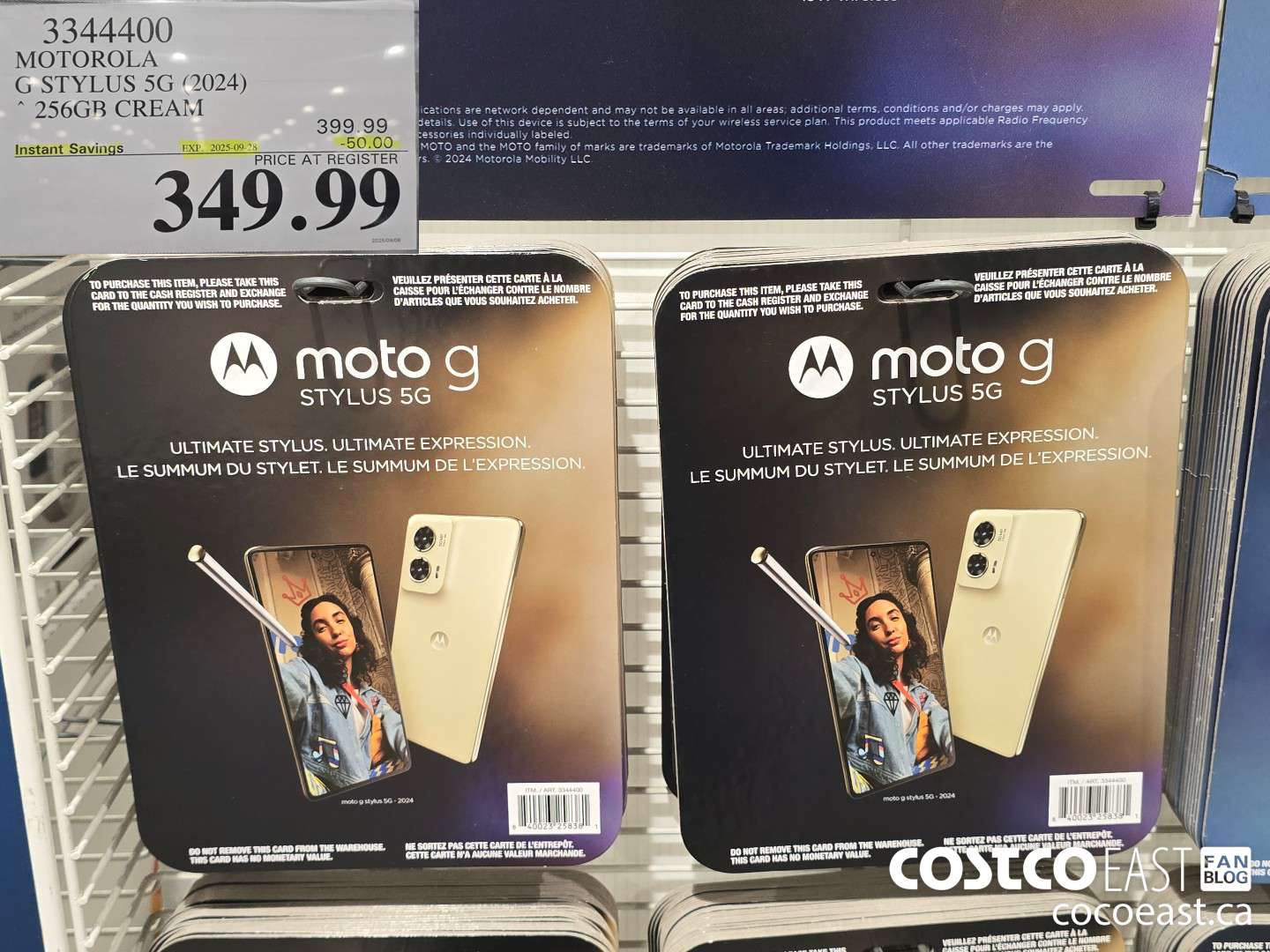 3344400 MOTOROLA G STYLUS 5G (2024) * 256GB CREAM ($50.00 INSTANT SAVINGS EXPIRES ON 2025-09-28) $349.99