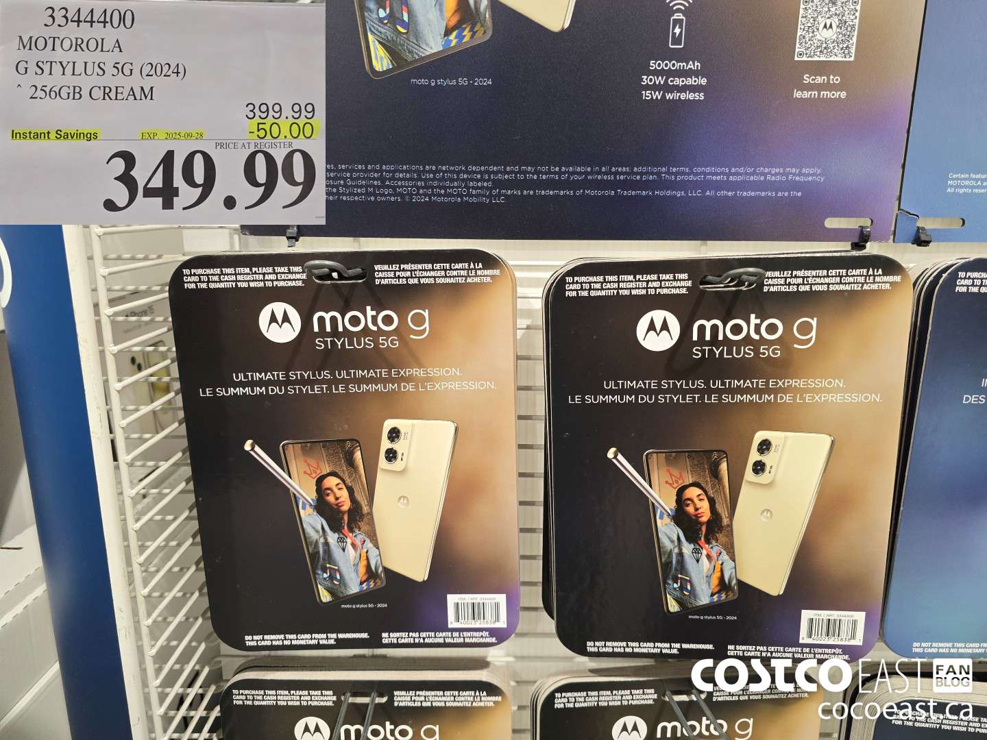 3344400 MOTOROLA G STYLUS 5G (2024) * 256GB CREAM ($50.00 INSTANT SAVINGS EXPIRES ON 2025-09-28) $349.99