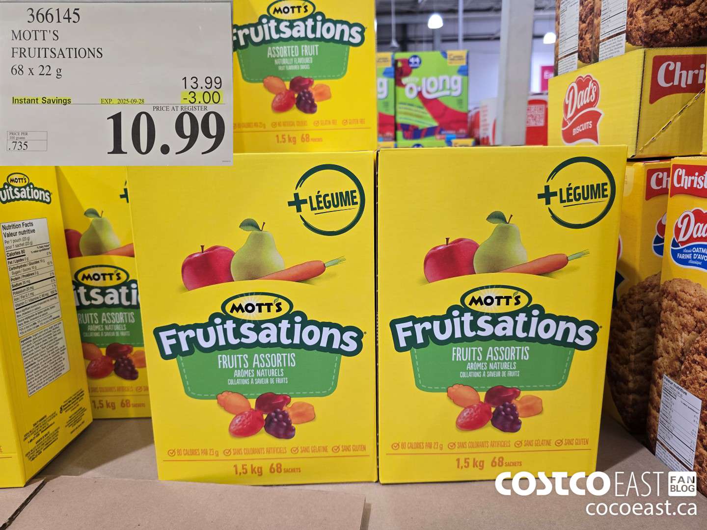366145 MOTT'S FRUITSATIONS 68 x 22 G ($3.00 INSTANT SAVINGS EXPIRES ON 2025-09-28) $10.99