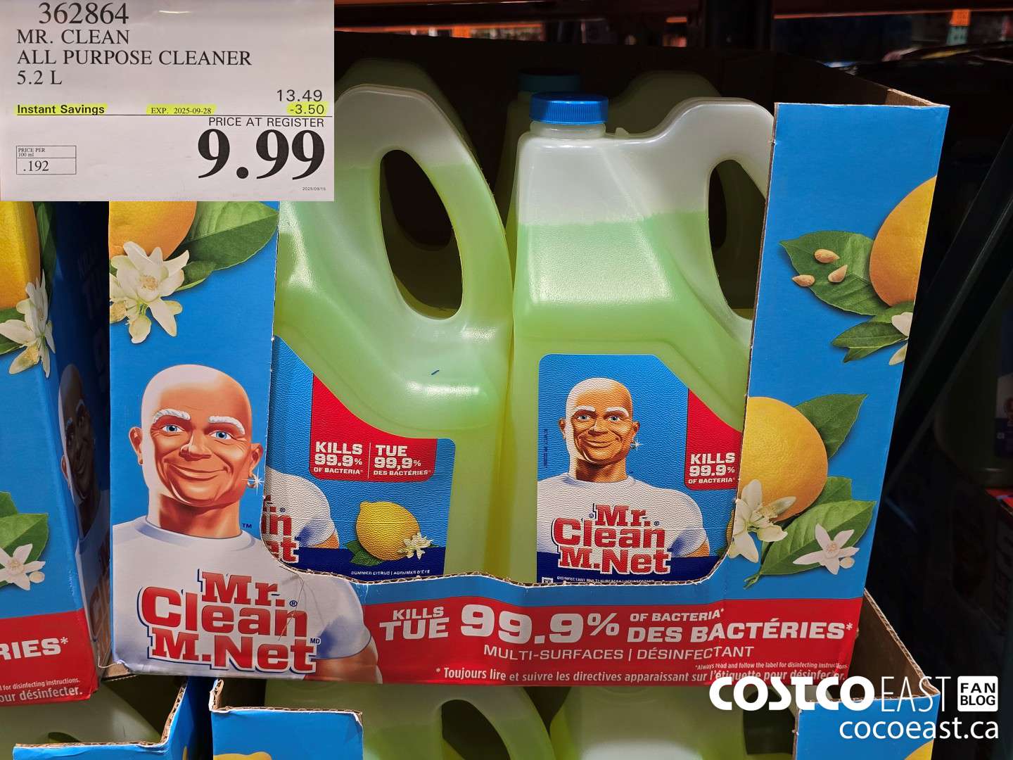 362864 MR. CLEAN ALL PURPOSE CLEANER 5.2 L ($3.50 INSTANT SAVINGS EXPIRES ON 2025-09-28) $9.99