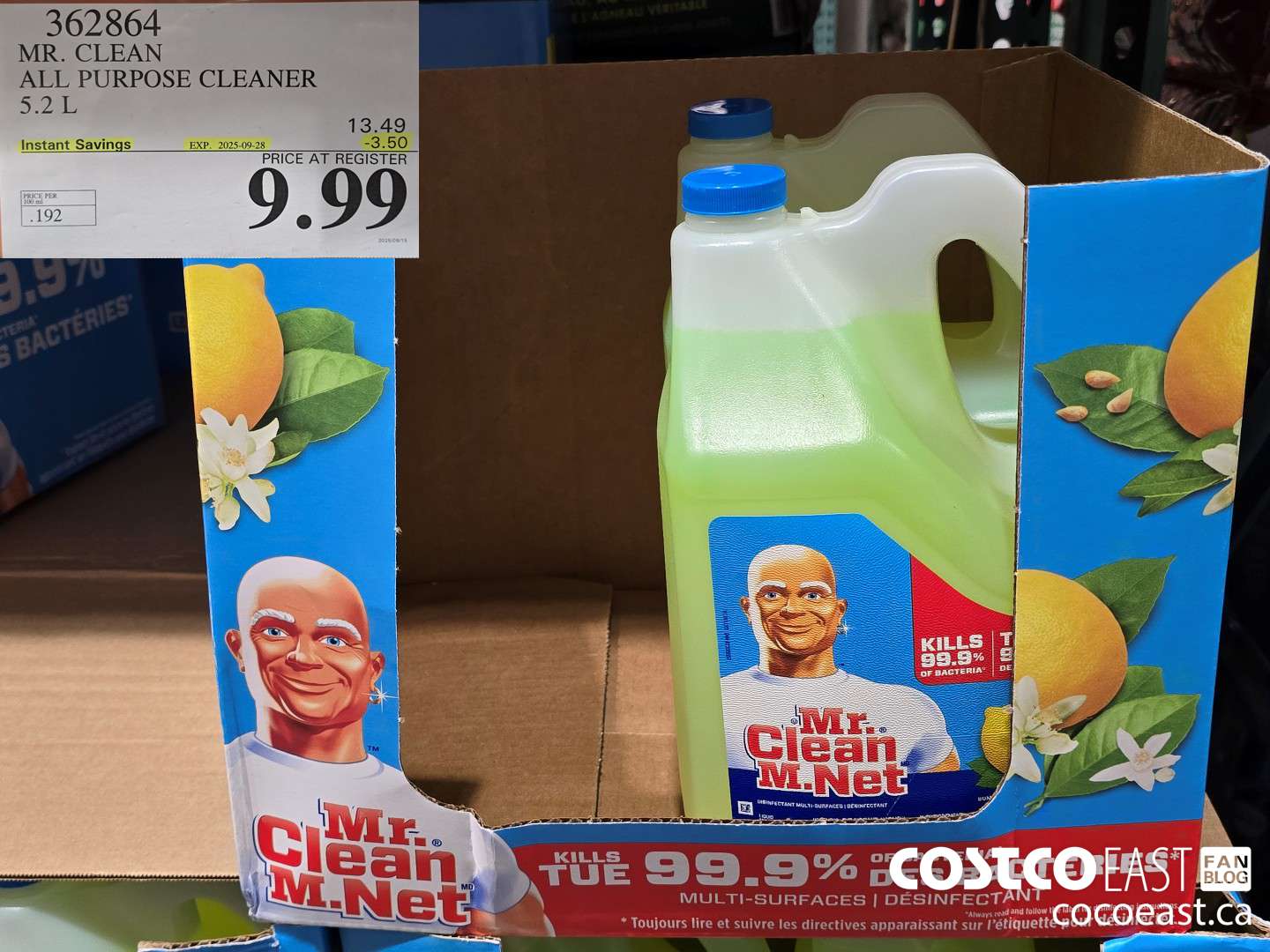 362864 MR. CLEAN ALL PURPOSE CLEANER 5.2 L ($3.50 INSTANT SAVINGS EXPIRES ON 2025-09-28) $9.99