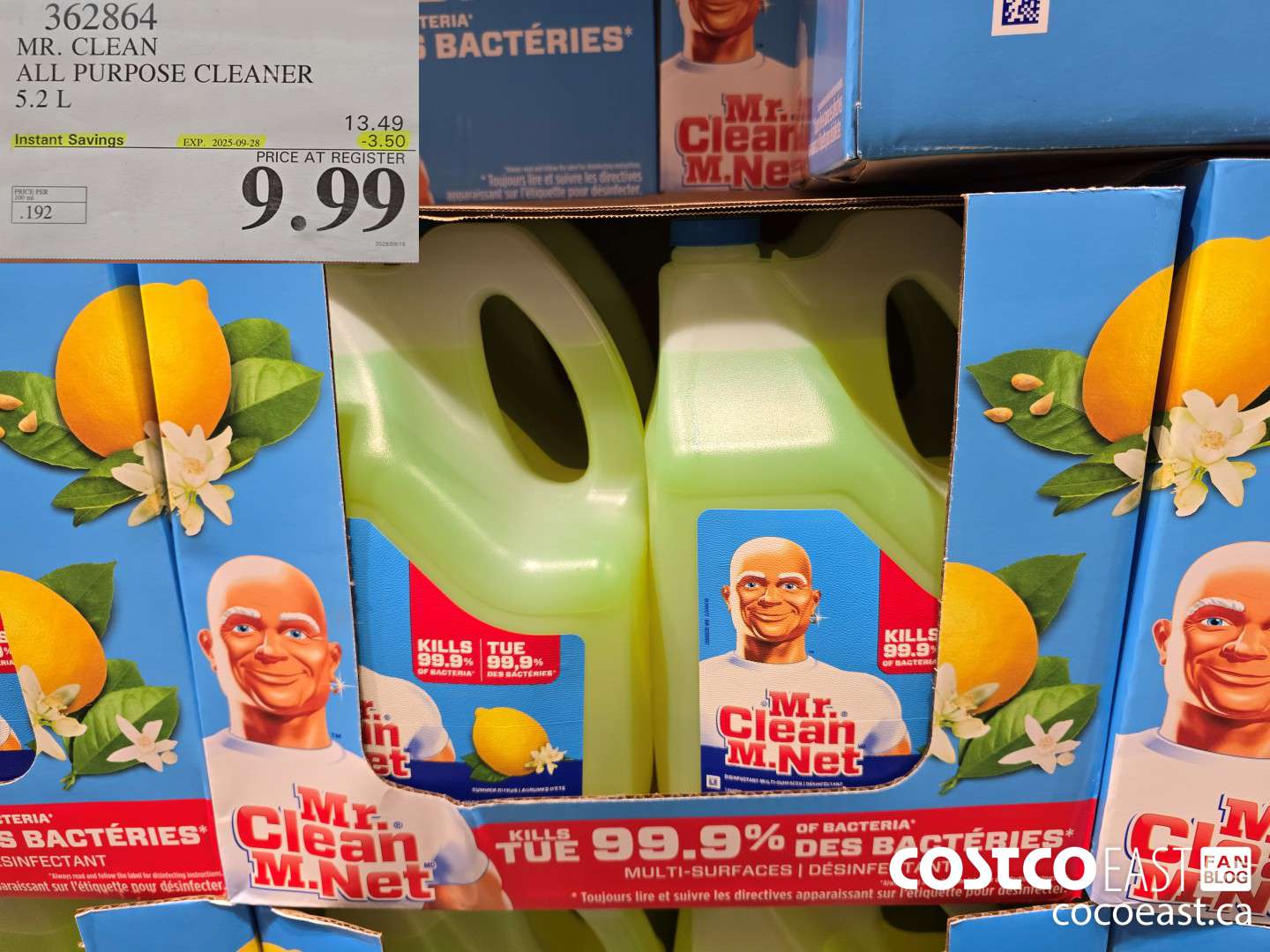 362864 MR. CLEAN ALL PURPOSE CLEANER 5.2 L ($3.50 INSTANT SAVINGS EXPIRES ON 2025-09-28) $9.99