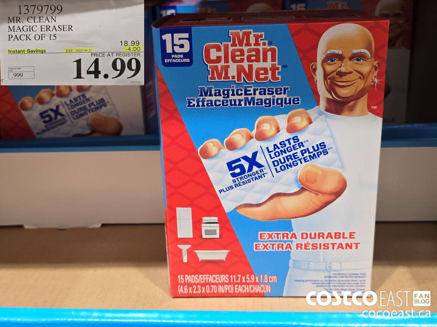 1379799 MR. CLEAN MAGIC ERASER PACK OF 15 ($4.00 INSTANT SAVINGS EXPIRES ON 2025-09-21) $14.99
