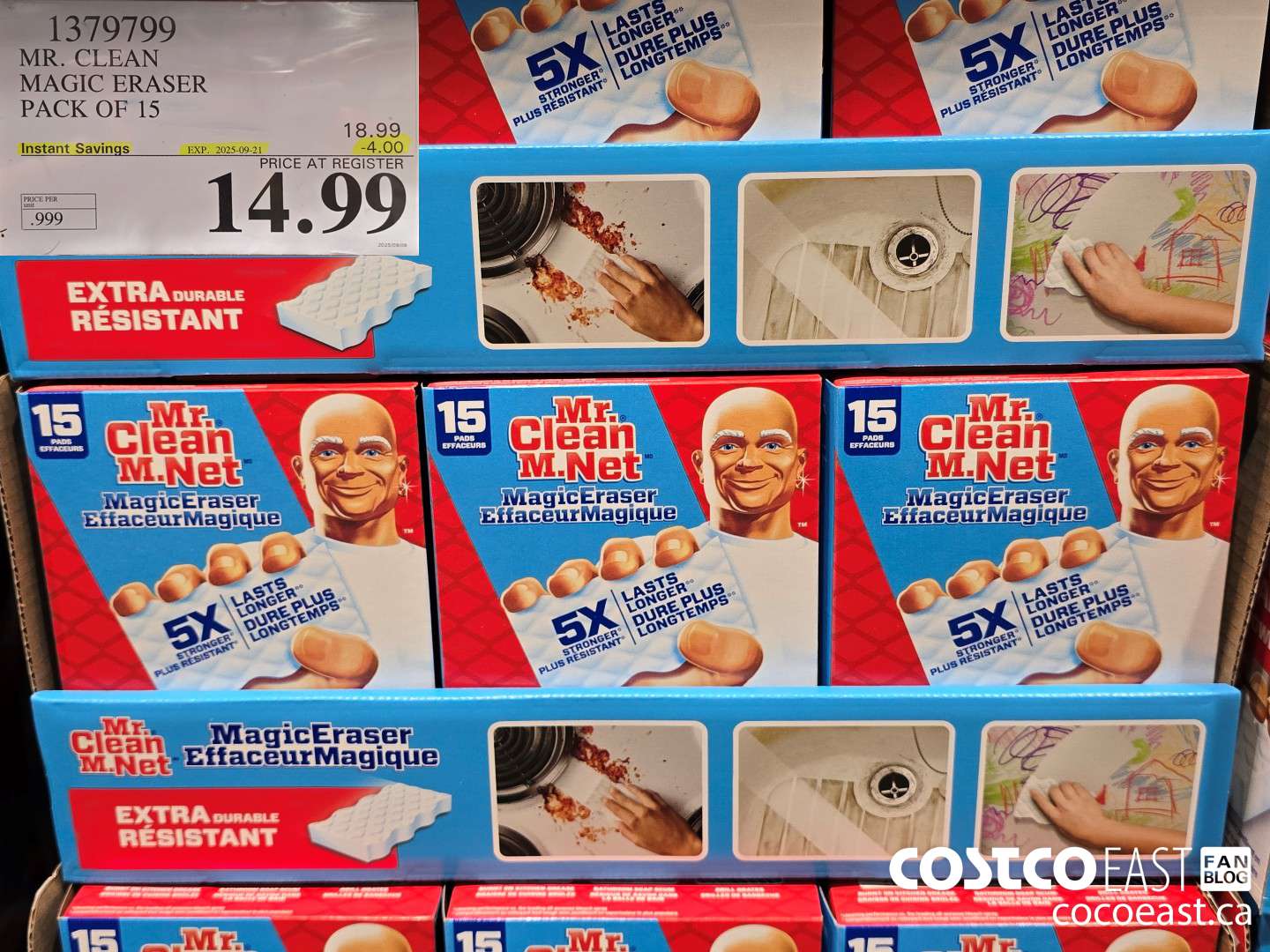 1379799 MR. CLEAN MAGIC ERASER PACK OF 15 ($4.00 INSTANT SAVINGS EXPIRES ON 2025-09-21) $14.99
