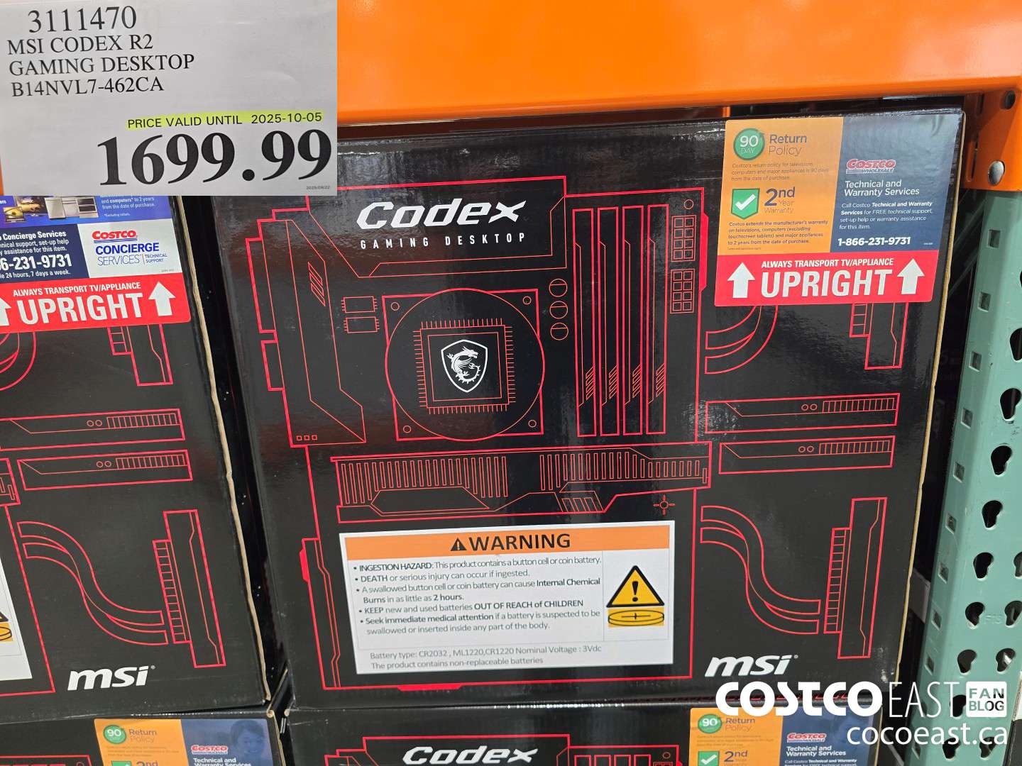 3111470 MSI CODEX R2 GAMING DESKTOP B14NVL7-462CA $1699.99