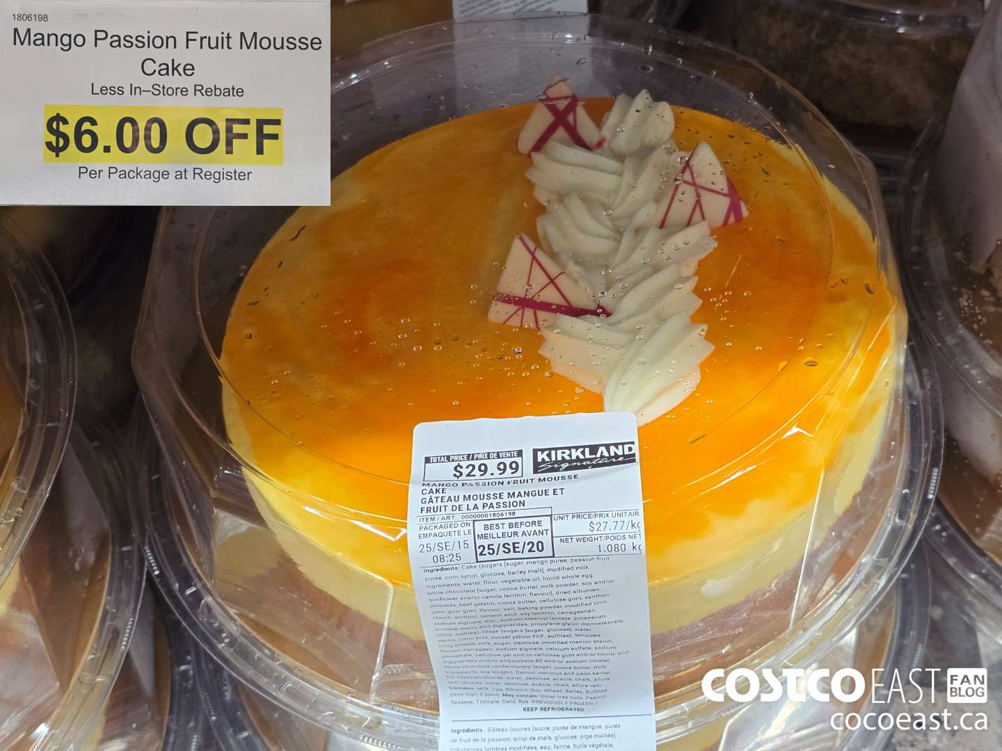 1806198 Mango Passion Fruit Mousse Cake ($6.00 INSTANT SAVINGS)