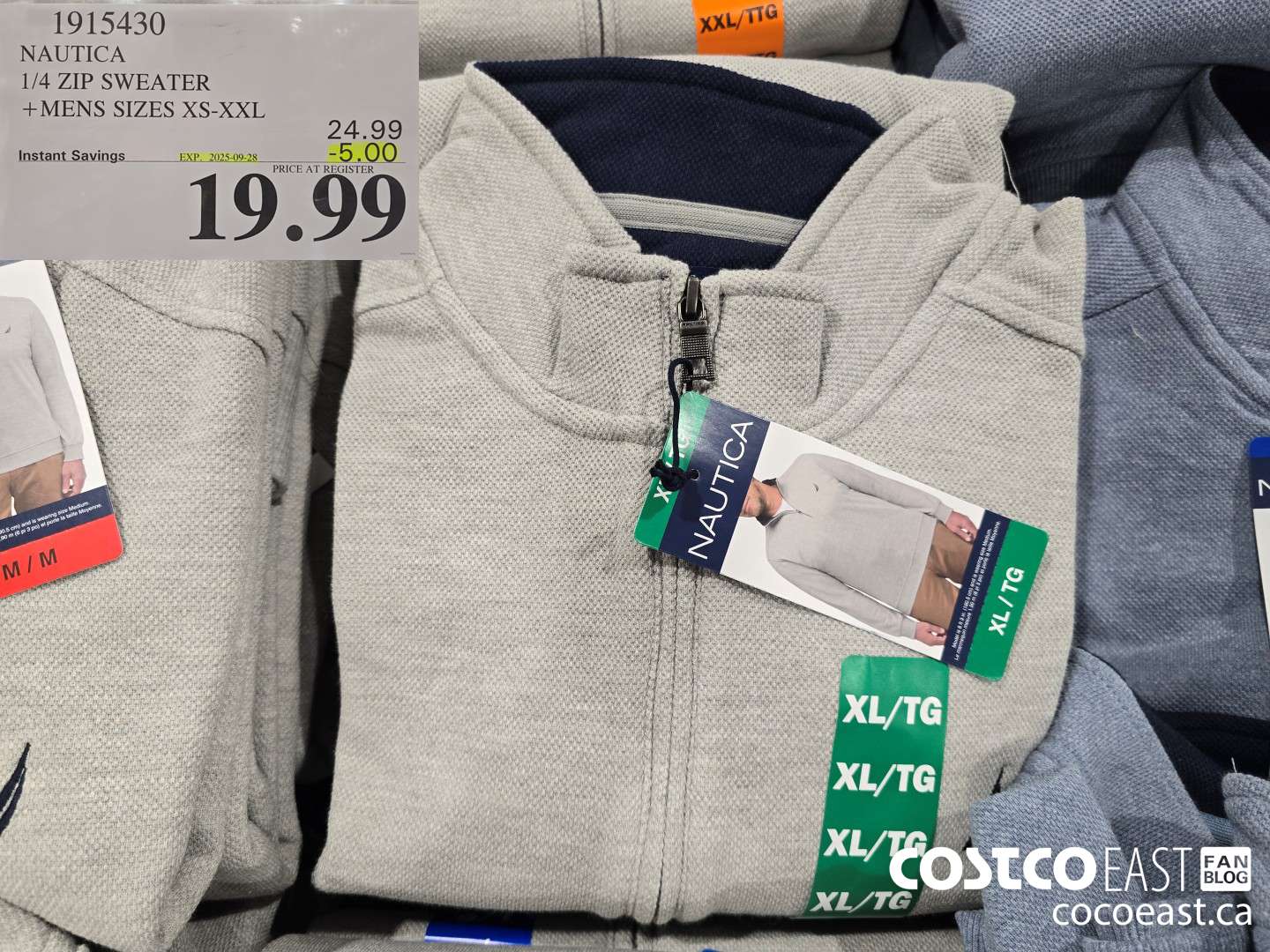 1915430 NAUTICA 1/4 ZIP SWEATER +MENS SIZES XS-XXL ($5.00 INSTANT SAVINGS EXPIRES ON 2025-09-28) $19.99