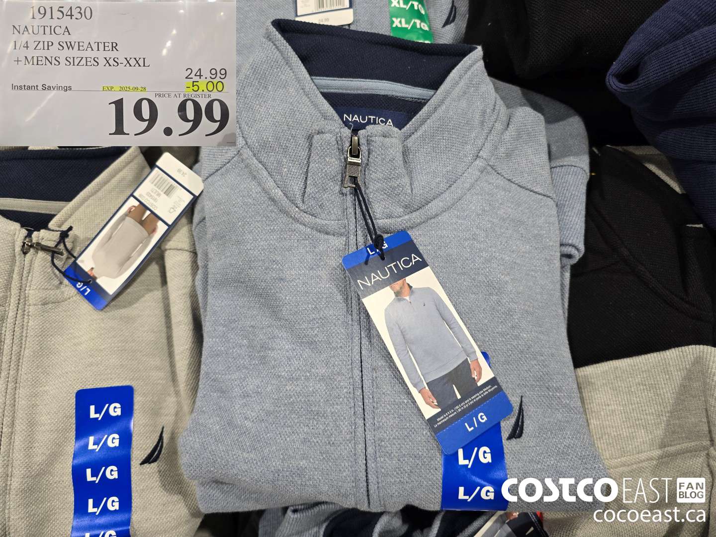 1915430 NAUTICA 1/4 ZIP SWEATER +MENS SIZES XS-XXL ($5.00 INSTANT SAVINGS EXPIRES ON 2025-09-28) $19.99