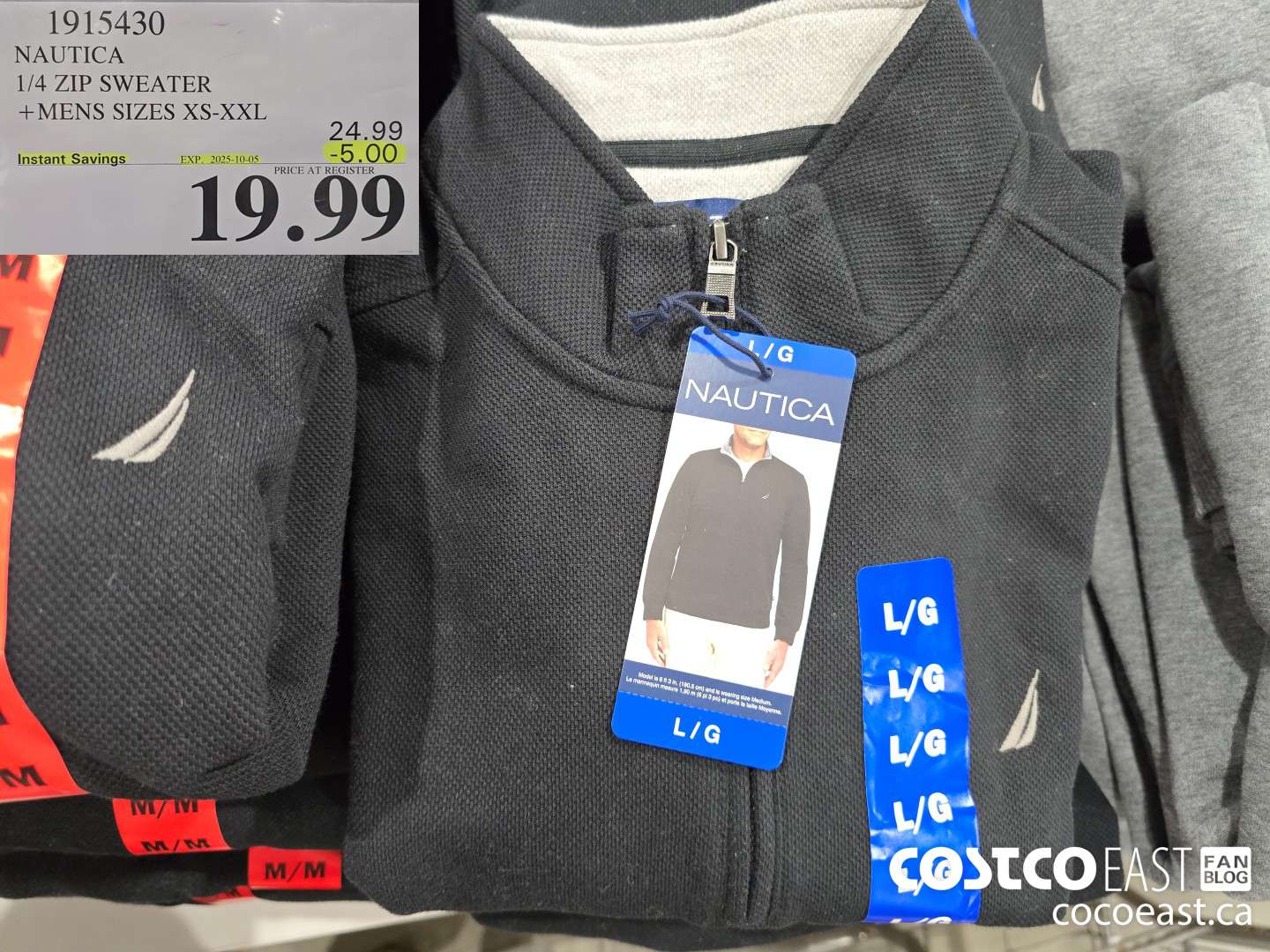 1915430 NAUTICA 1/4 ZIP SWEATER +MENS SIZES XS-XXL ($5.00 INSTANT SAVINGS EXPIRES ON 2025-10-05) $19.99