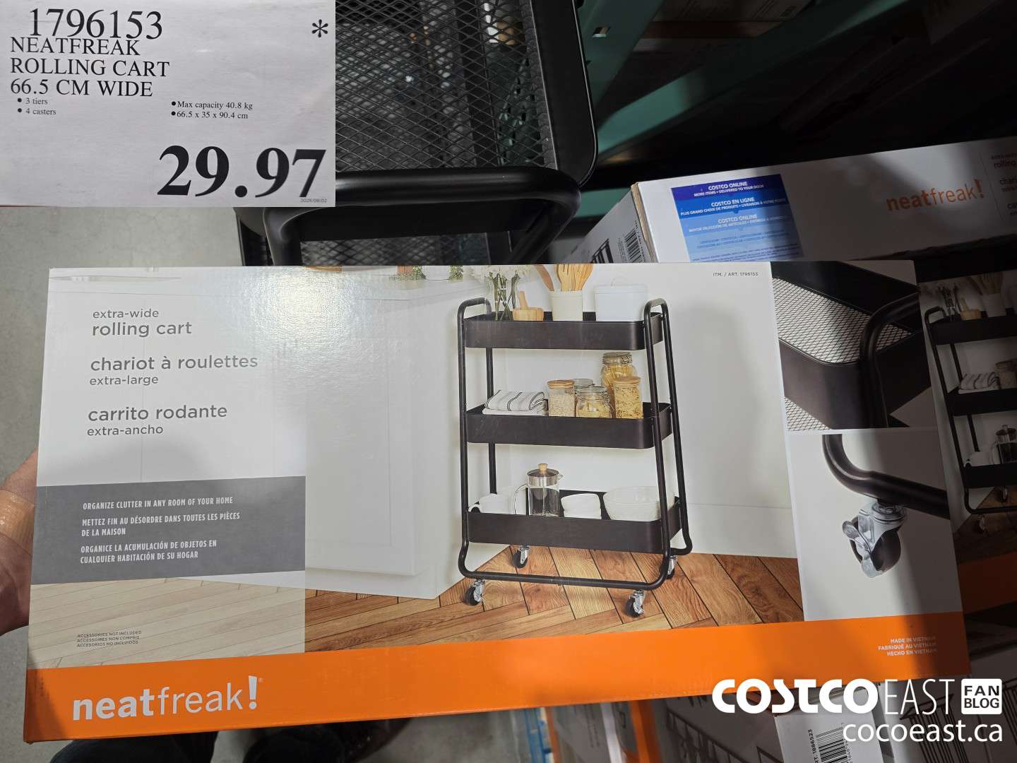 1796153 NEATFREAK ROLLING CART 66.5 CM WIDE $29.97