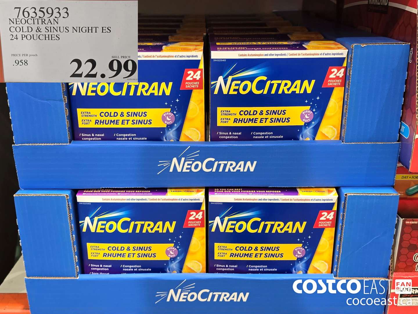 7635933 NEOCITRAN COLD & SINUS NIGHT ES 24 POUCHES $22.99