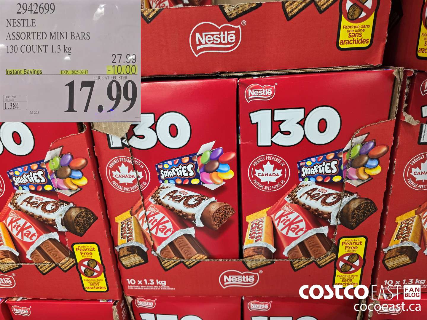 2942699 NESTLE ASSORTED MINI BARS 130 CT 1.3 KG ($10.00 INSTANT SAVINGS EXPIRES ON 2025-09-17) $17.99