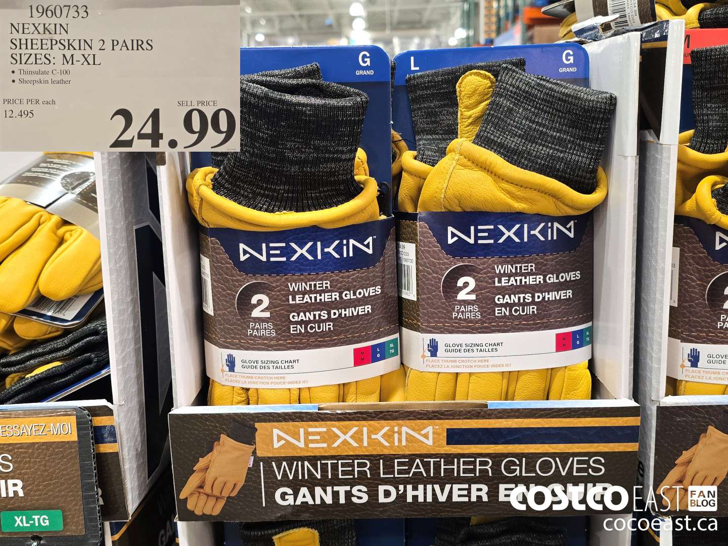 1960733 NEXKIN SHEEPSKIN 2 PAIRS SIZES: M-XL $24.99