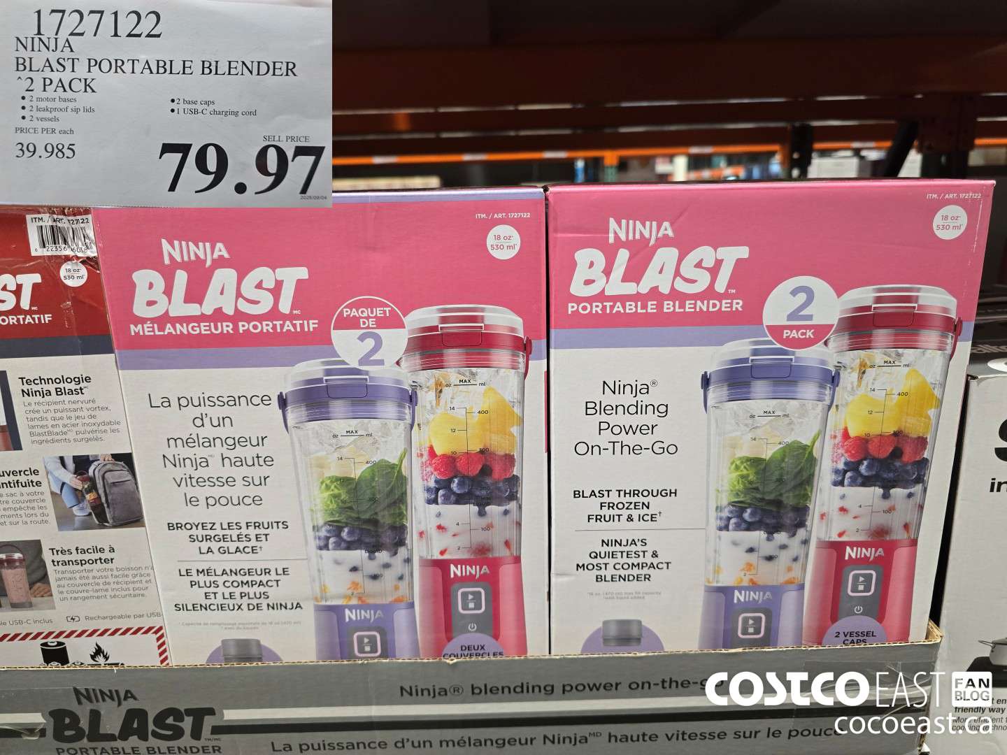 1727122 NINJA BLAST PORTABLE BLENDER 2 PACK $79.97
