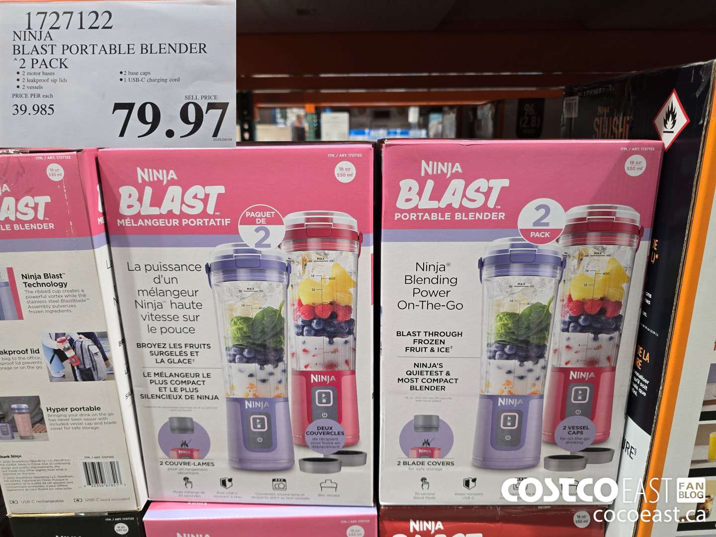 1727122 NINJA BLAST PORTABLE BLENDER 2 PACK $79.97