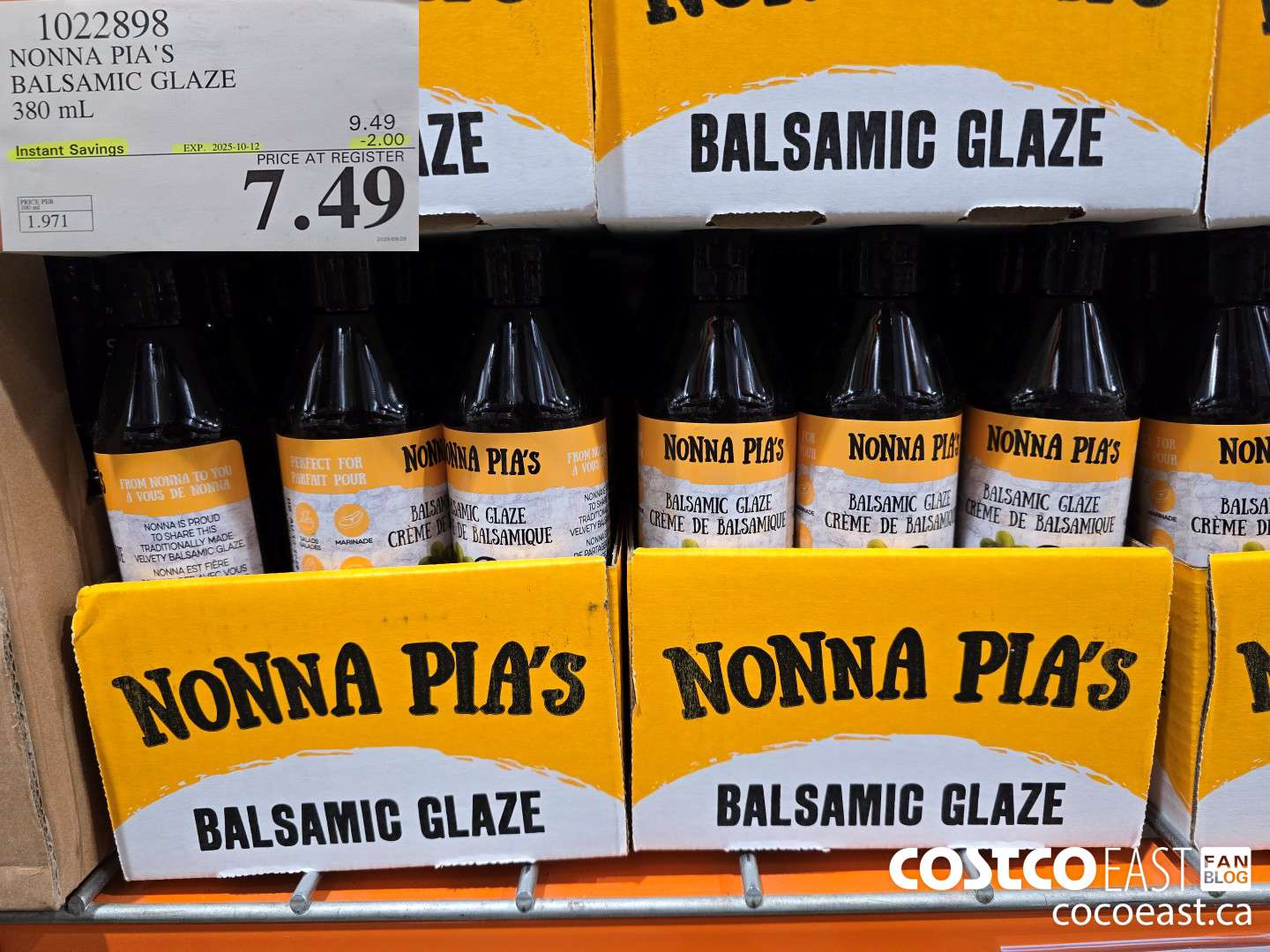 1022898 NONNA PIA'S BALSAMIC GLAZE 380 mL ($2.00 INSTANT SAVINGS EXPIRES ON 2025-10-12) $7.49