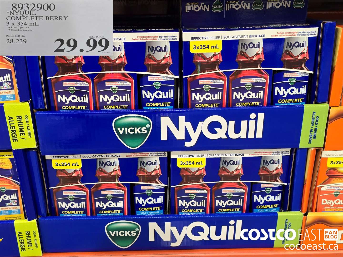 8932900 NYQUIL COMPLETE BERRY 3 X 354 mL $29.99