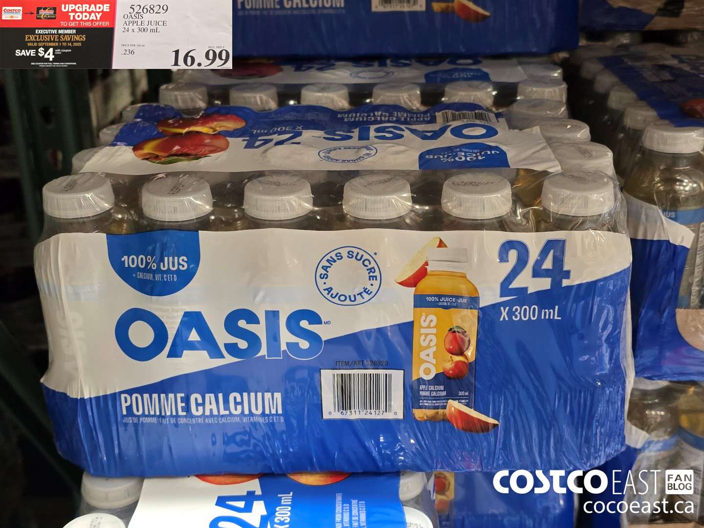 526829 OASIS APPLE JUICE 24 X 300 ML ($4.00 INSTANT SAVINGS EXPIRES ON 2025-09-14) $12.99