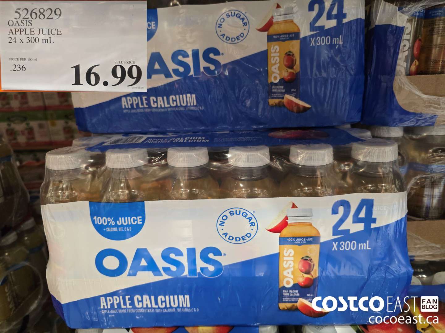 526829 OASIS APPLE JUICE 24 X 300 ML $16.99