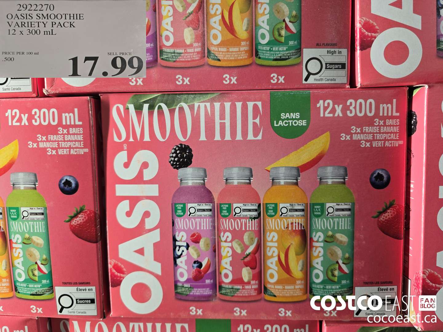 2922270 OASIS SMOOTHIE VARIETY PACK 12 X 300 ML $17.99