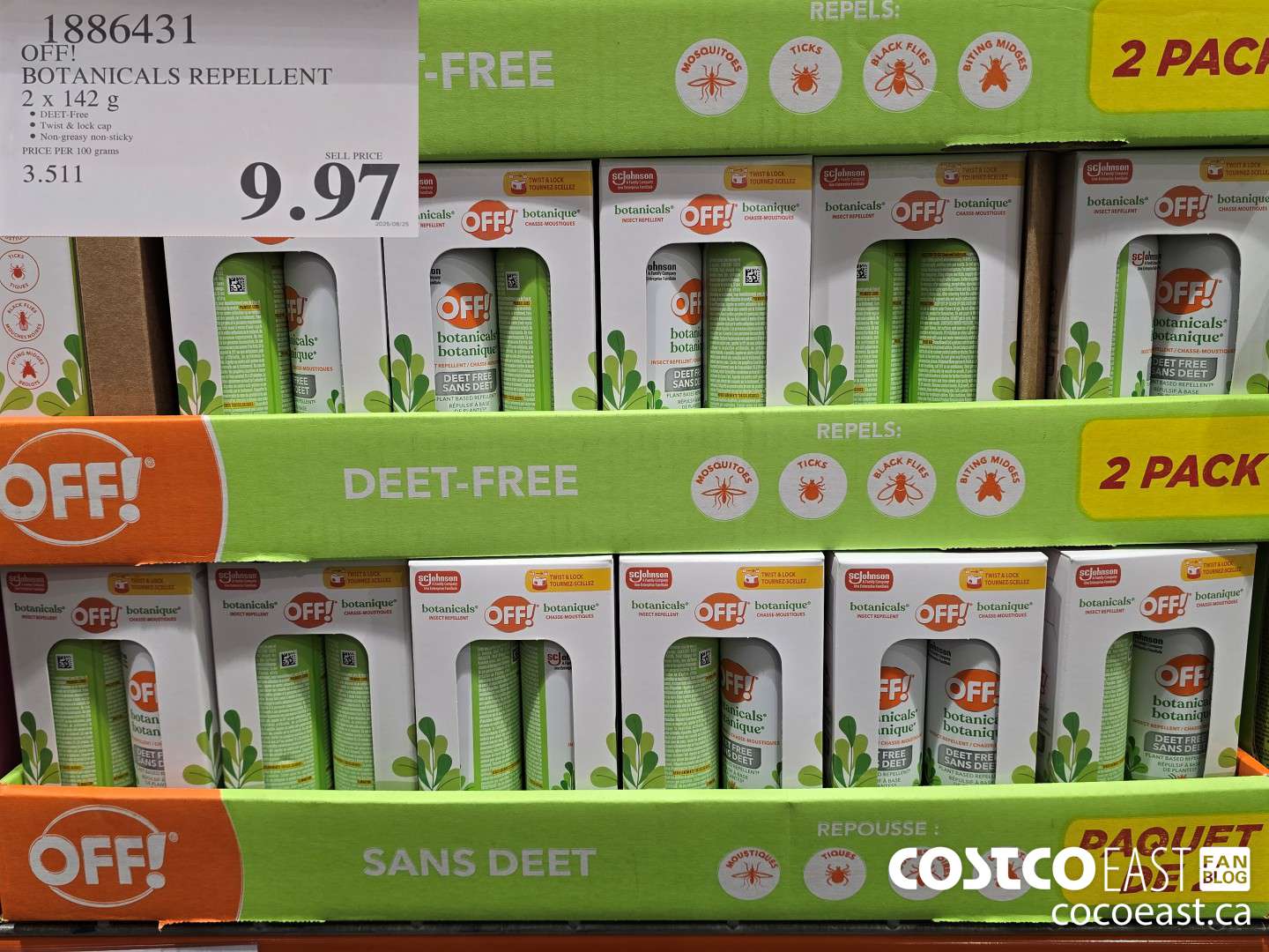 1886431 OFF! BOTANICALS REPELLENT 2 X 142G $9.97