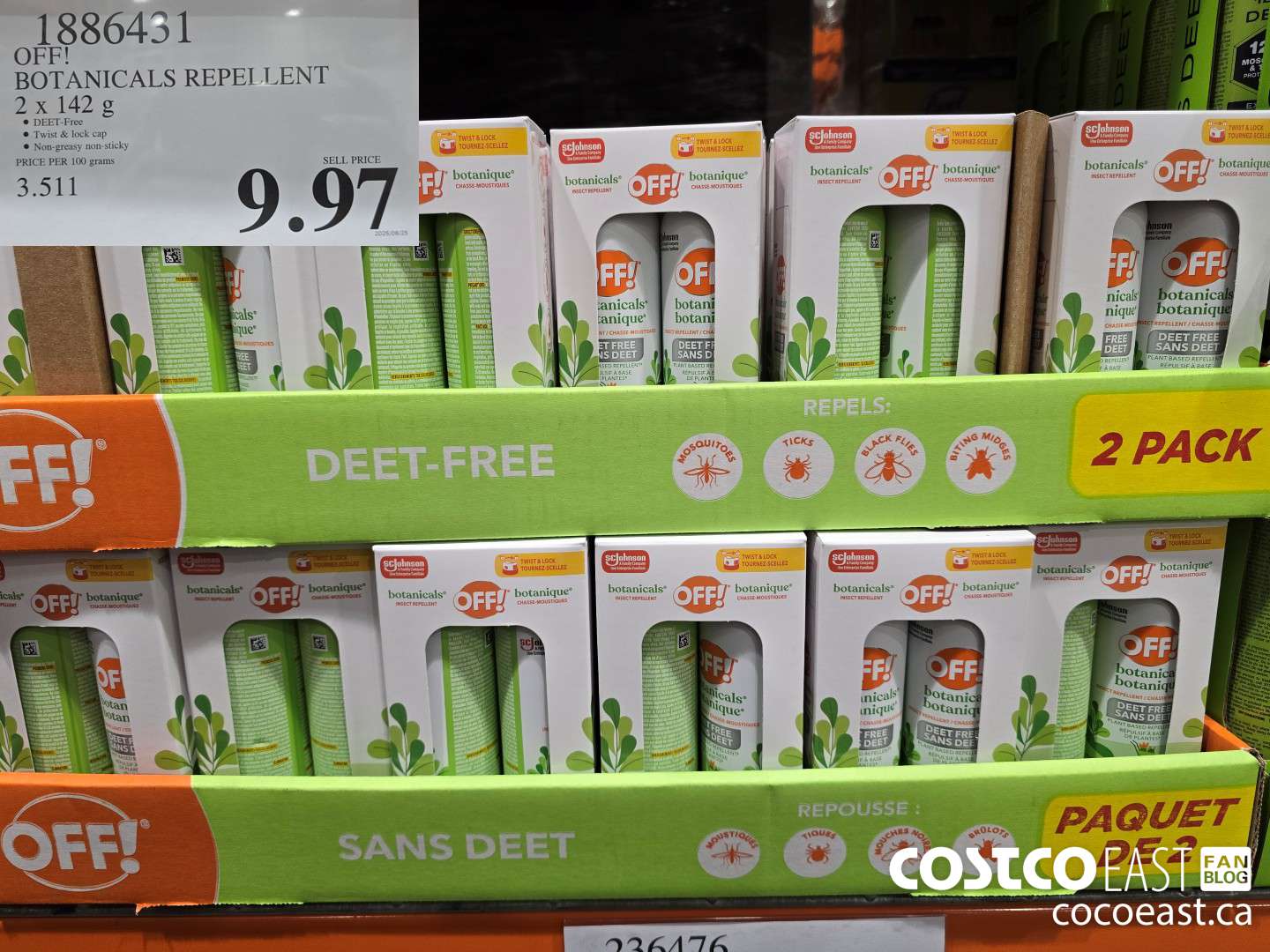 1886431 OFF! BOTANICALS REPELLENT 2 X 142G $9.97