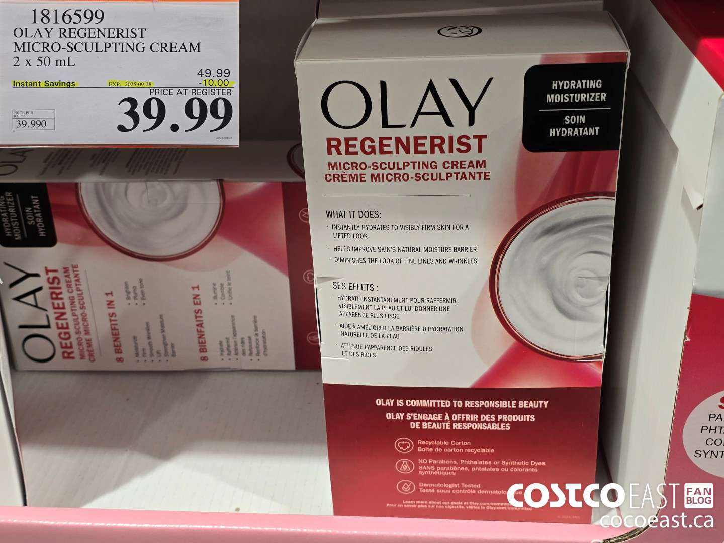 1816599 OLAY REGENERIST MICRO-SCULPTING CREAM 2 X 50 ML ($10.00 INSTANT SAVINGS EXPIRES ON 2025-09-28) $39.99