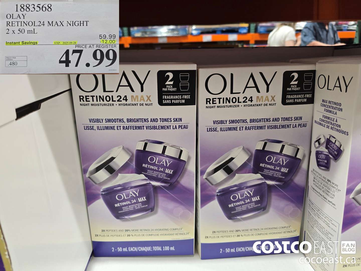 1883568 OLAY RETINOL24 MAX NIGHT 2 x50 ML ($12.00 INSTANT SAVINGS EXPIRES ON 2025-09-28) $47.99