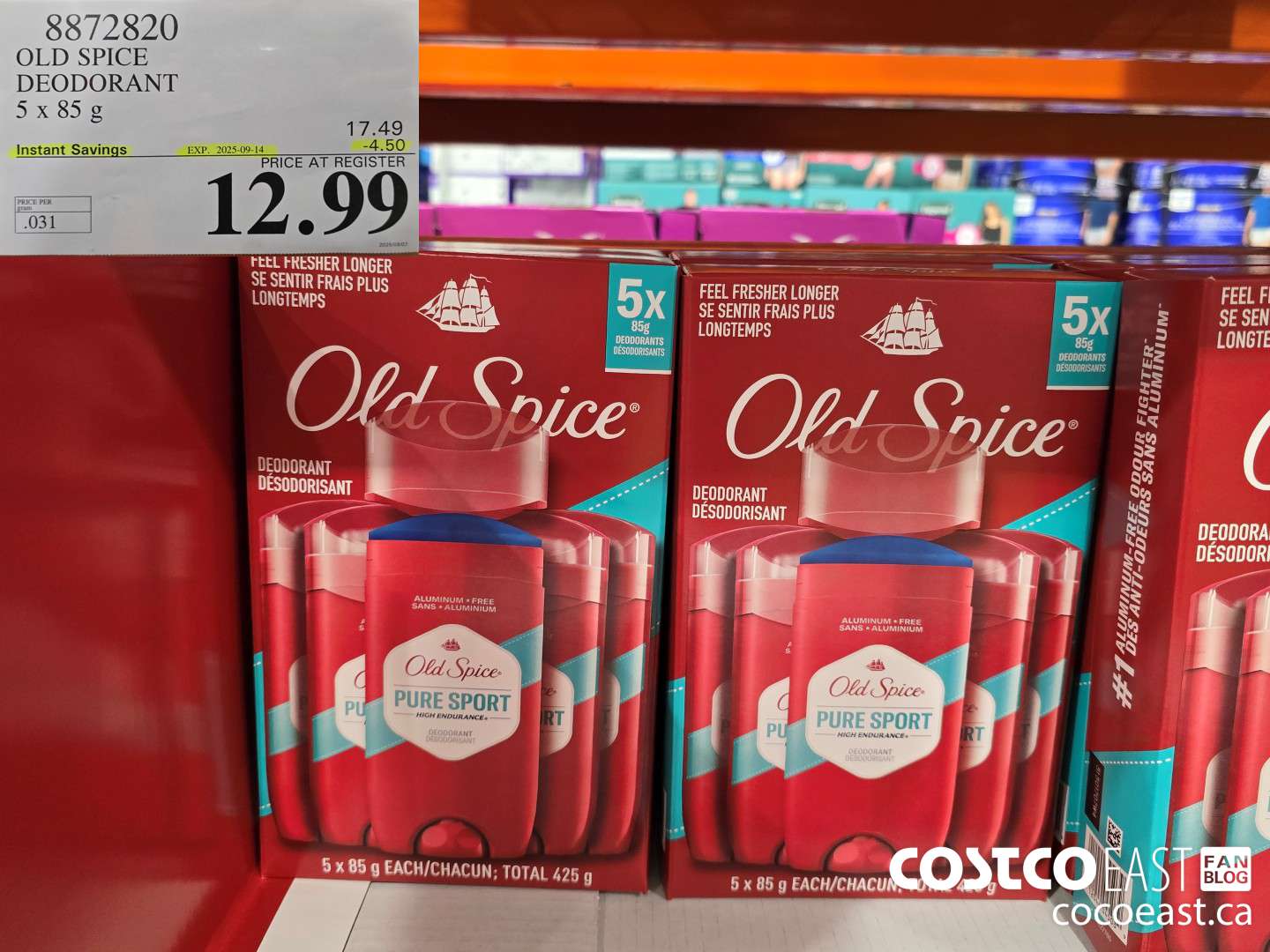 8872820 OLD SPICE DEODORANT 5 x 85G ($4.50 INSTANT SAVINGS EXPIRES ON 2025-09-14) $12.99