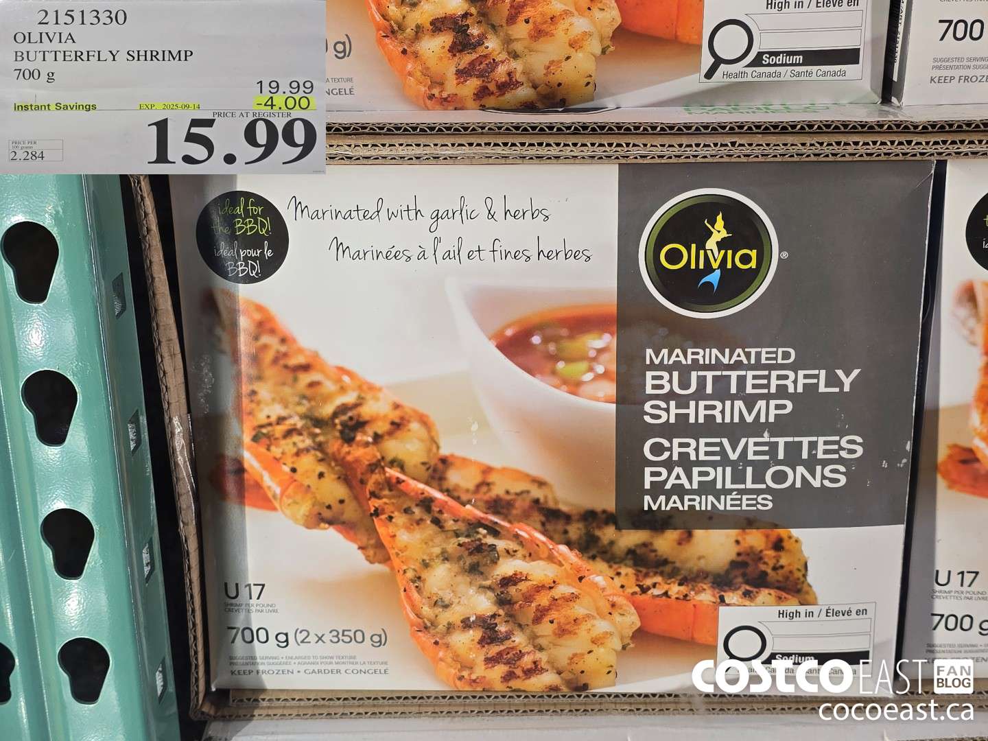 2151330 OLIVIA BUTTERFLY SHRIMP 700 g ($4.00 INSTANT SAVINGS EXPIRES ON 2025-09-14) $15.99