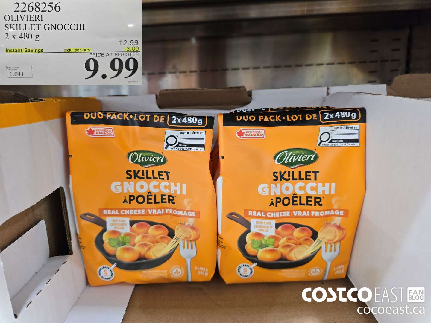 2268256 OLIVIERI SKILLET GNOCCHI 2 x 480 g ($3.00 INSTANT SAVINGS EXPIRES ON 2025-09-28) $9.99
