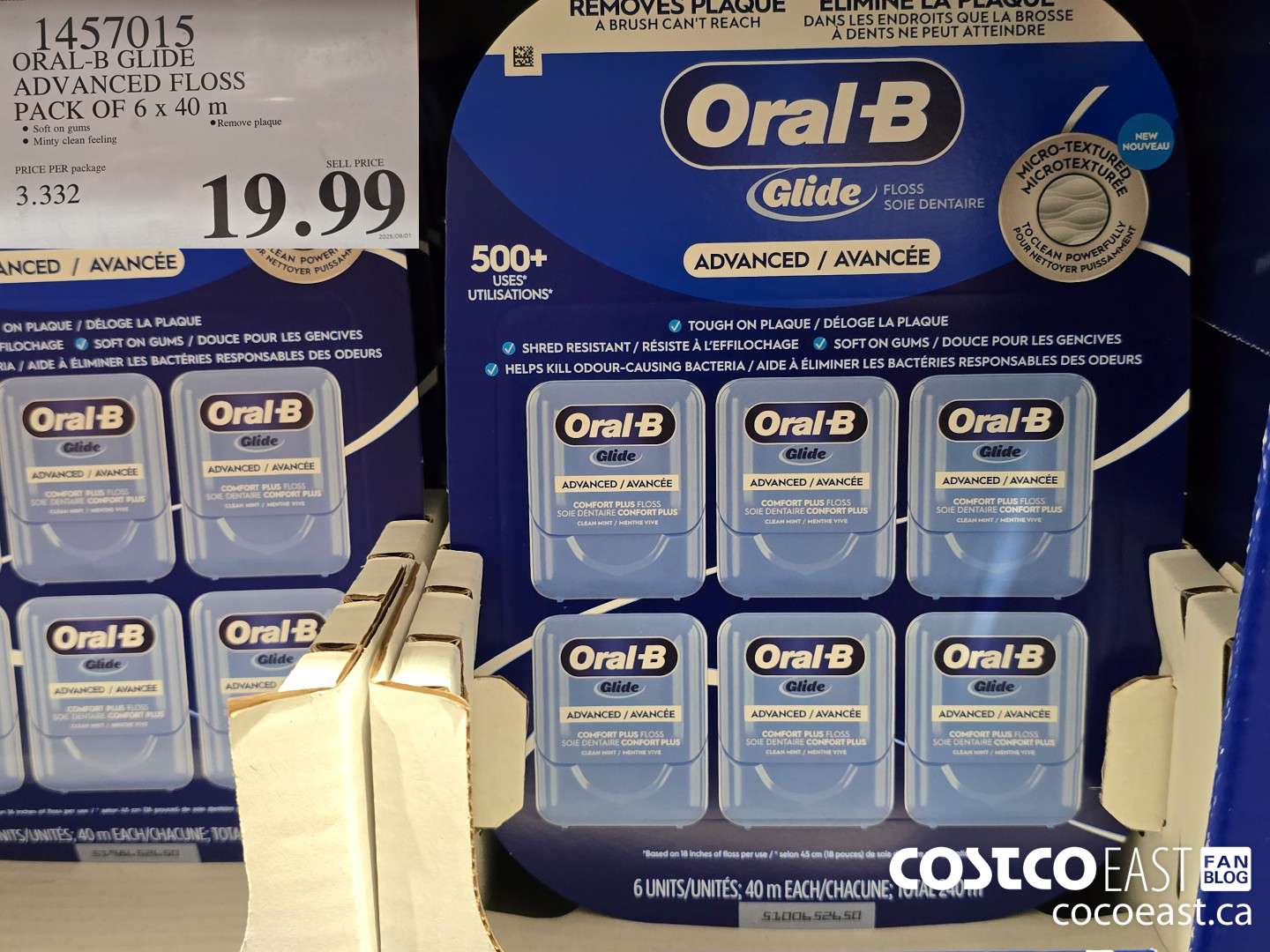 1457015 ORAL-B GLIDE ADVANCED FLOSS 6 PACKS X 40 M $19.99